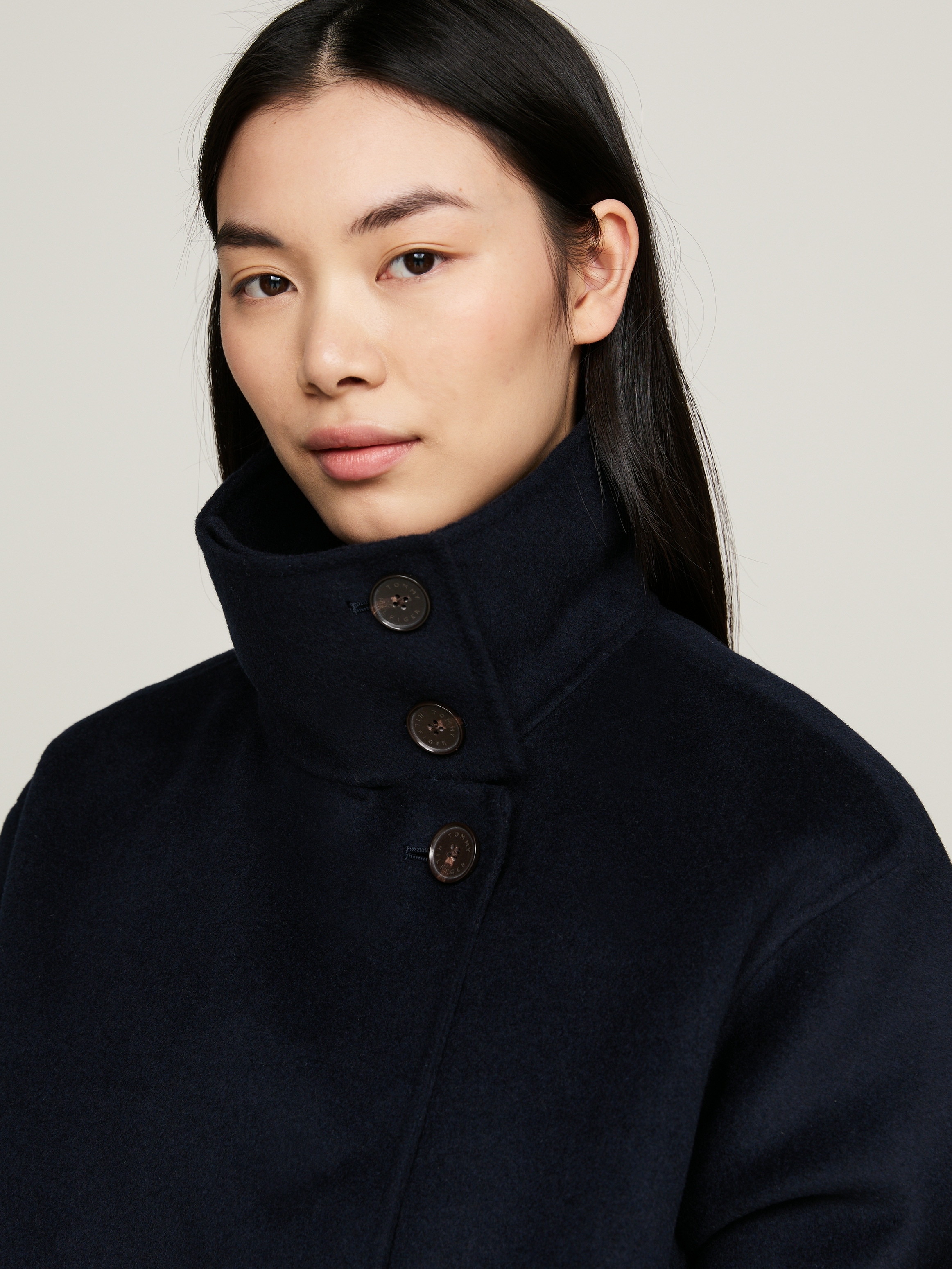Tommy Hilfiger Outdoorjacke »DF WOOL BLEND FUNNEL JACKET«, mit hochschliessendem Kragen