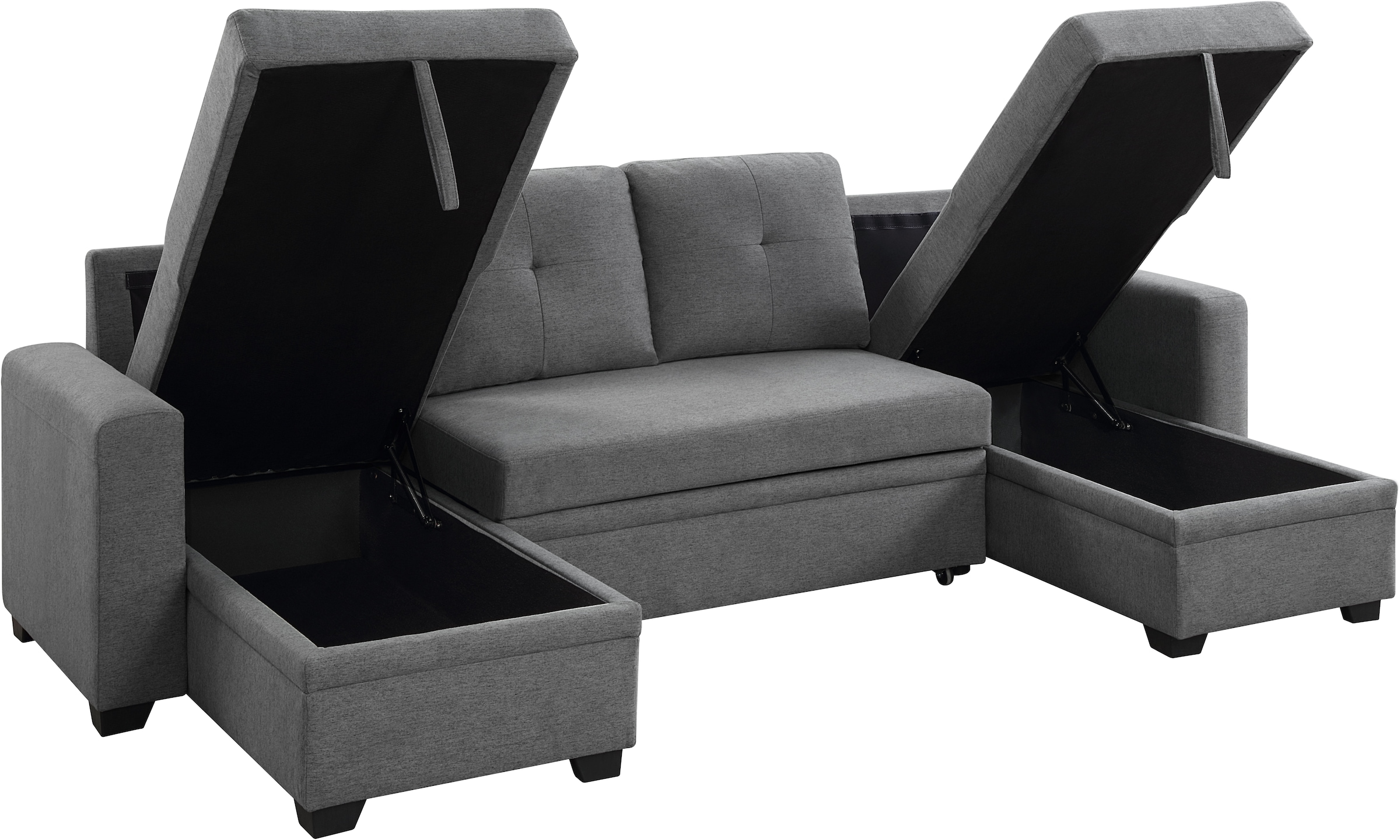 ATLANTIC home collection Wohnlandschaft »Gerrit U-Form«, Schlafsofa, mit 2 Bettkästen, Recamiere rechts oder links montierbar