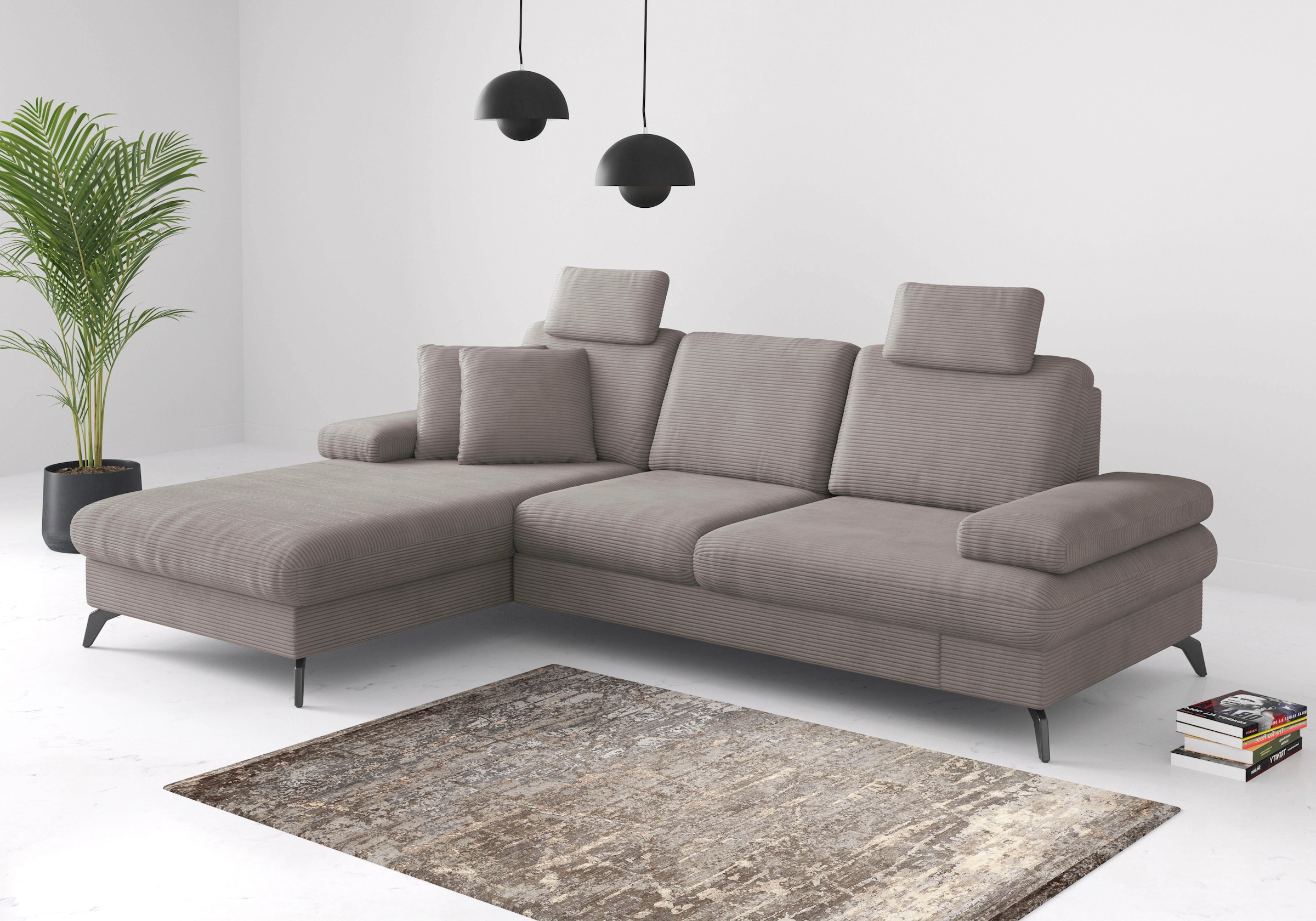 sit&more Ecksofa »Morris Jubi L-Form«, inkl. Armteilfunktion und 1 Zierkissen, wahlweise mit Bettfunktion
