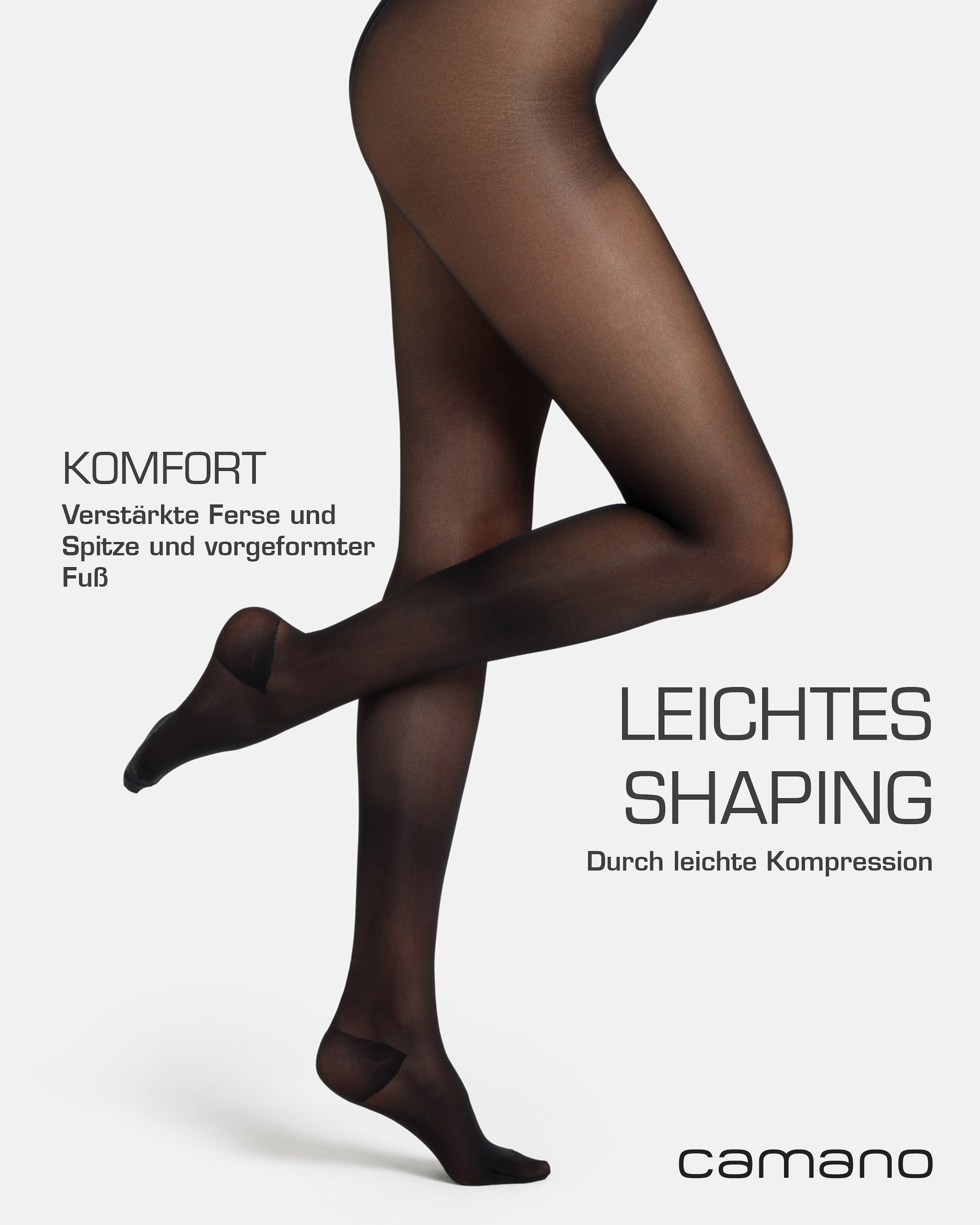 Camano Collants fins 40 2 Stück,  Vorgeformter Fuss mit verstärkter Ferse und Fussspitze