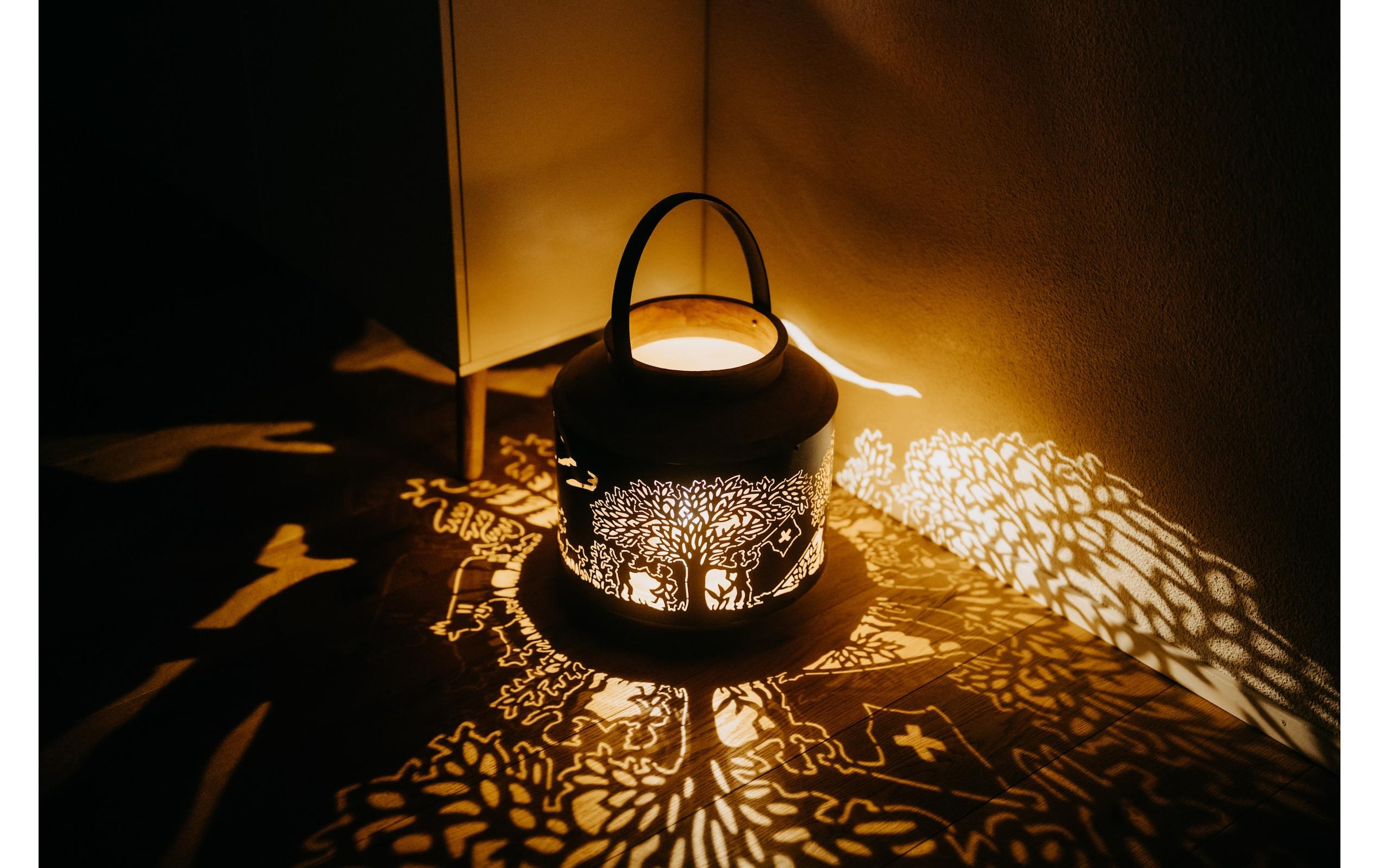 Kadastar Lanterne à bougie »Bergchilbi 37 cm« Laterne Scherenschnitt