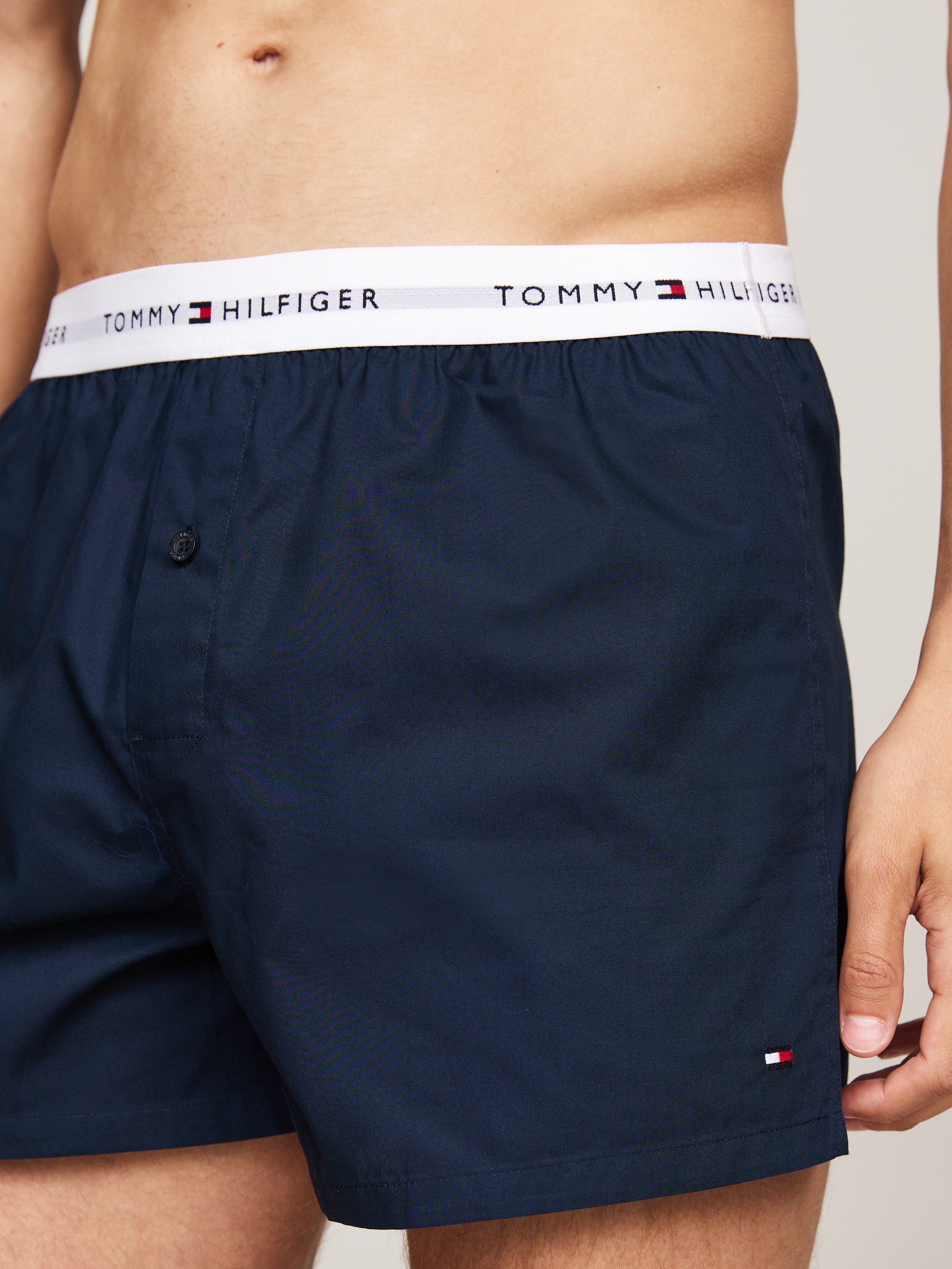 Tommy Hilfiger Underwear Webboxer »2P WOVEN BOXER«, (Packung, 2 St., 2er), mit Logobund