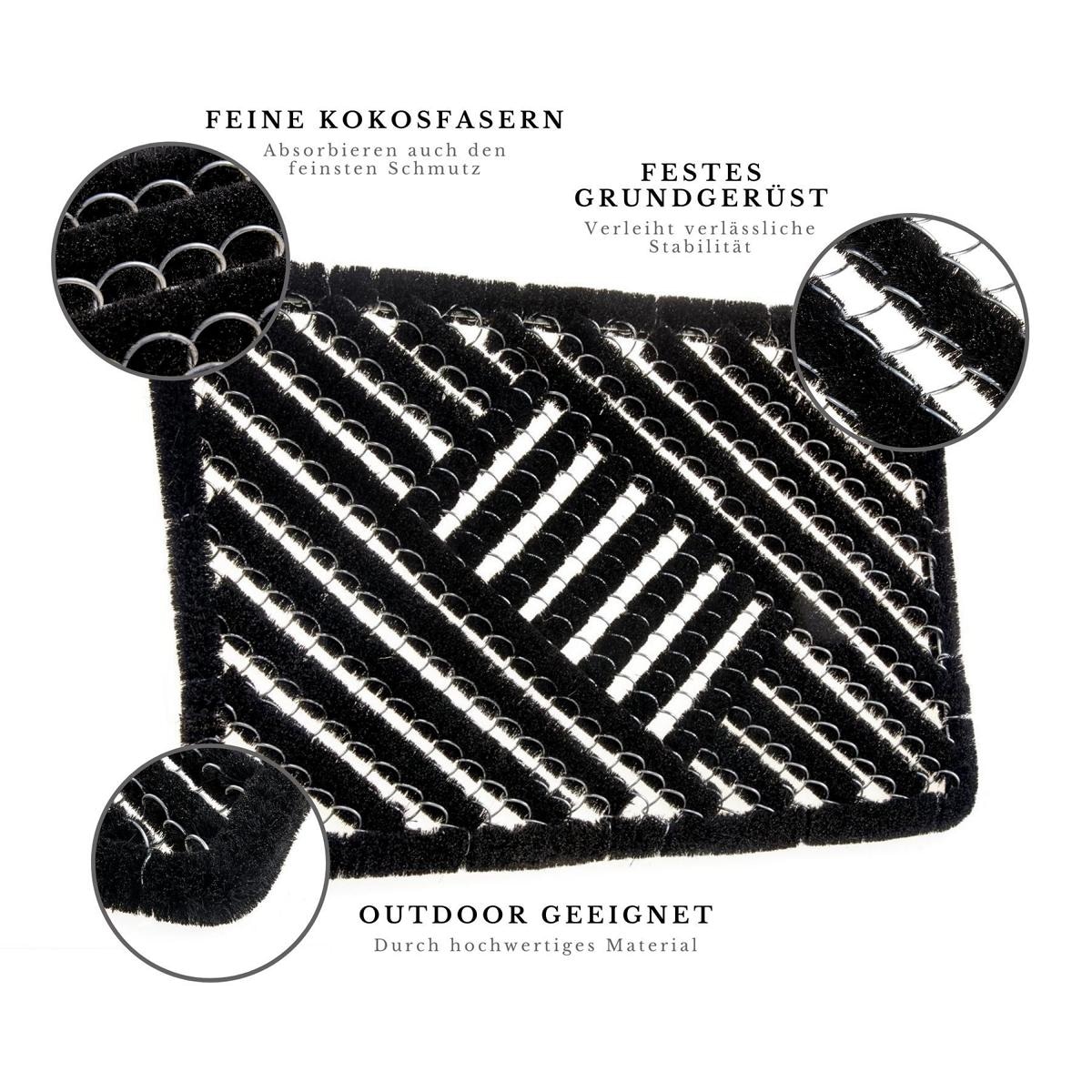 HANSE Home Fussmatte »Grid Brushes Mat, Türmatte«, rechteckig, 33 mm Höhe, Gitter, Robust, Bürsten, Innen, Aussen, Schmutzabtreter, Wetterfest