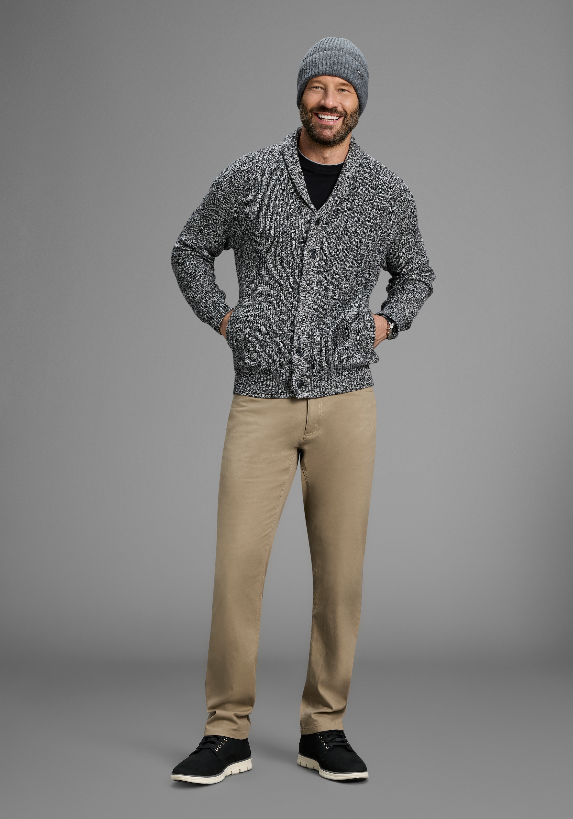 Man's World Veste en tricot »Neue Kollektion! Mit Knopfleiste und Taschen« melierte Optik ,weicher Griff, Perfekt für die kältere Jahreszeit