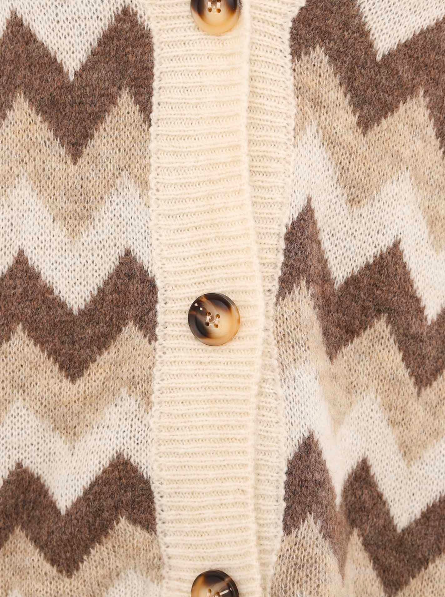 Zwillingsherz Veste en tricot »"Buntes ZickZack"« Langarm, Zick-Zack-Muster, Knopfleiste, tiefer V-Ausschnitt