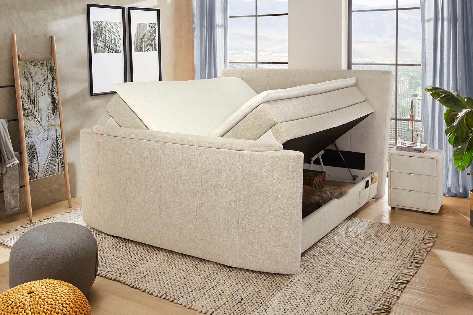 Jockenhöfer Gruppe Boxspringbett »Bel Air erhältlich in der Grösse 180x200cm« mit versenkbarem TV-Lift und Fernbedienung, Bettkasten/Stauraum