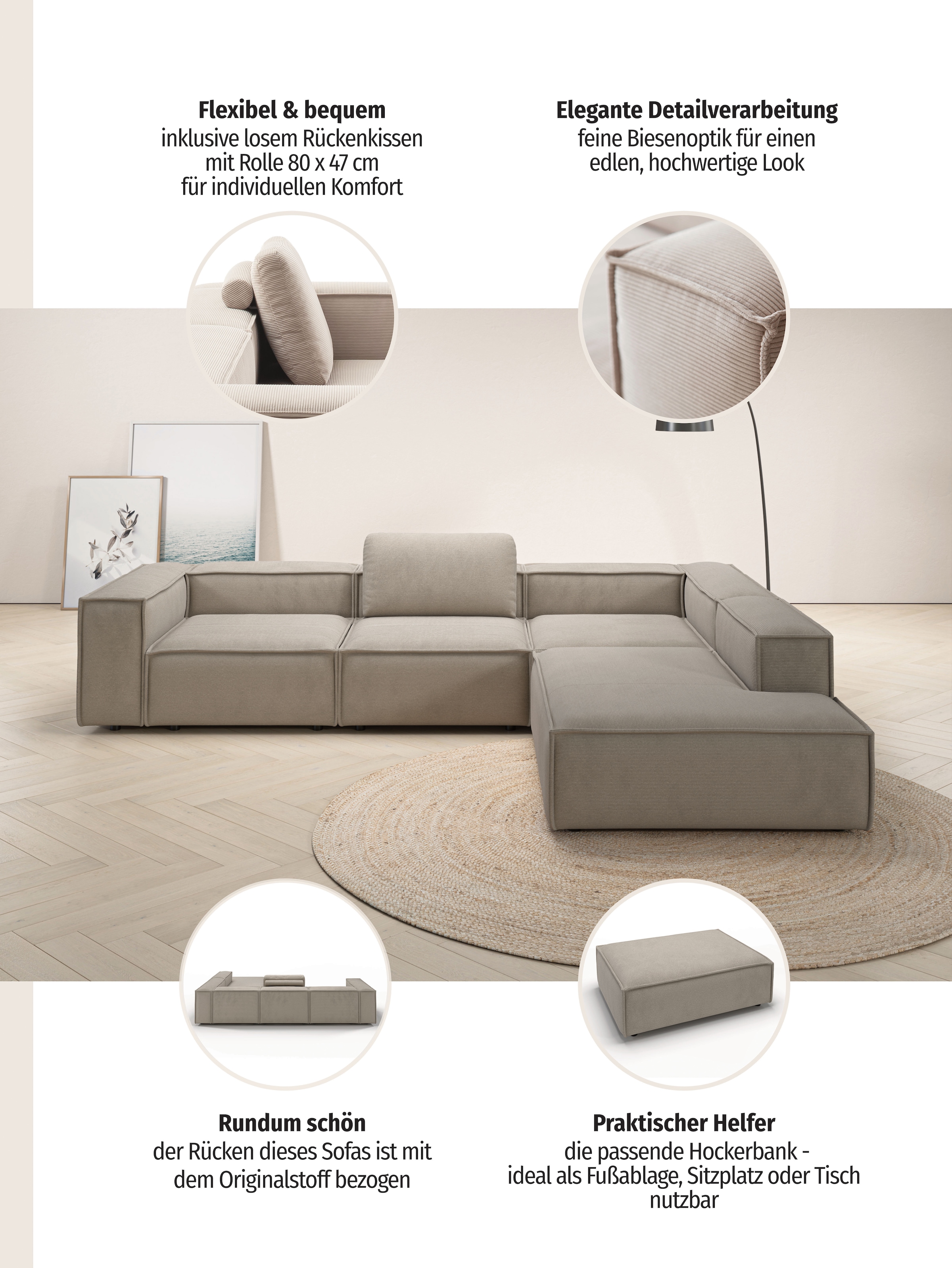 Home affaire Ecksofa »Watertown moderne L-Form« Breite 311 cm