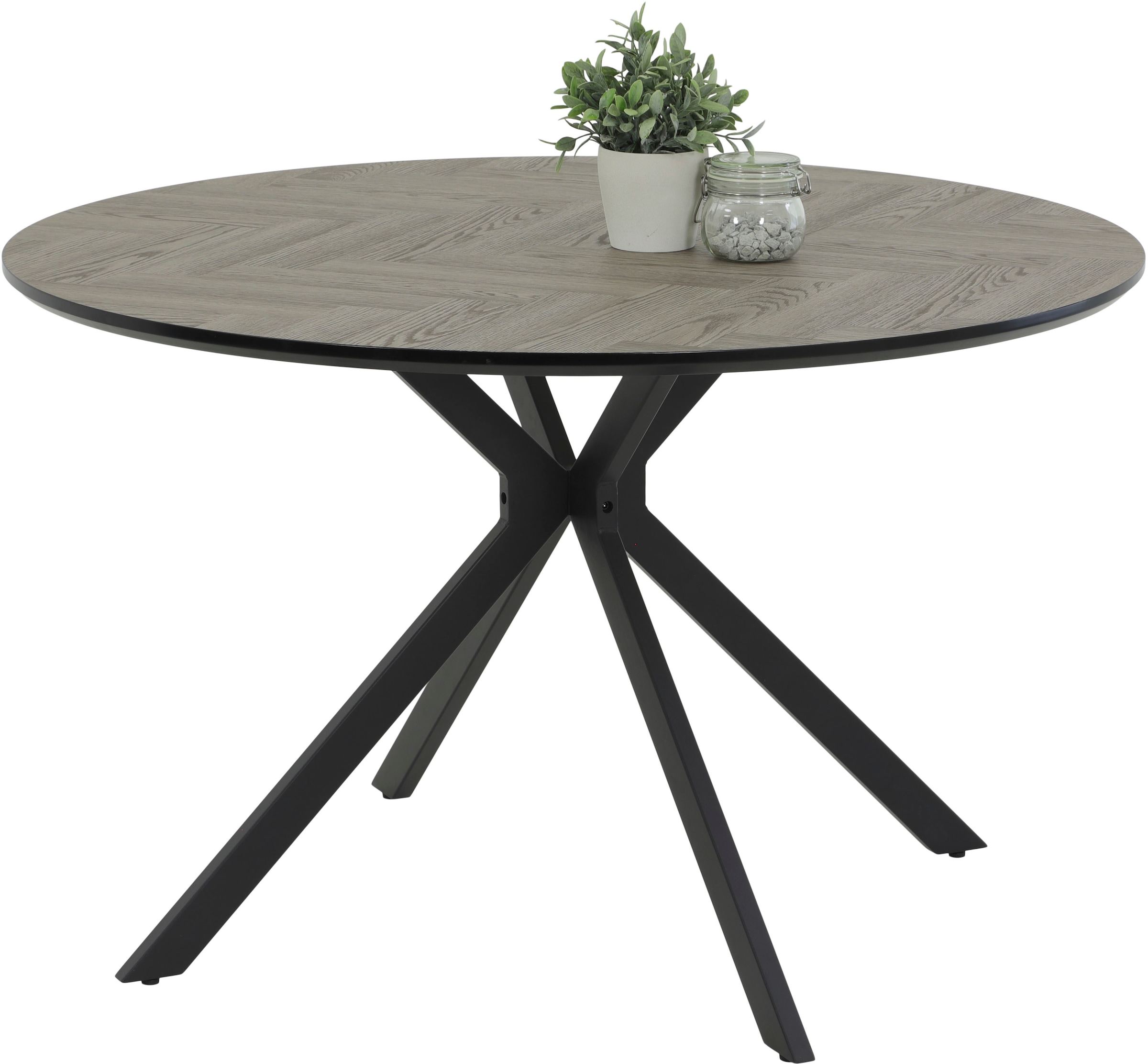 Image of HELA Esstisch "PETRA" 1 Stk. tlg. rund, Schweizer Kante, MDF, Fischgrät Nachbildung