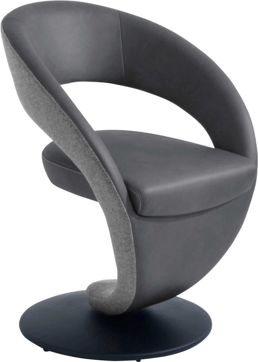 K+W Komfort & Wohnen Chaise de salle à manger »Wave, Drehstuhl, Polsterstuhl« () fauteuil design pivotant, plateau tournant métal noir, combinaison de couleurs