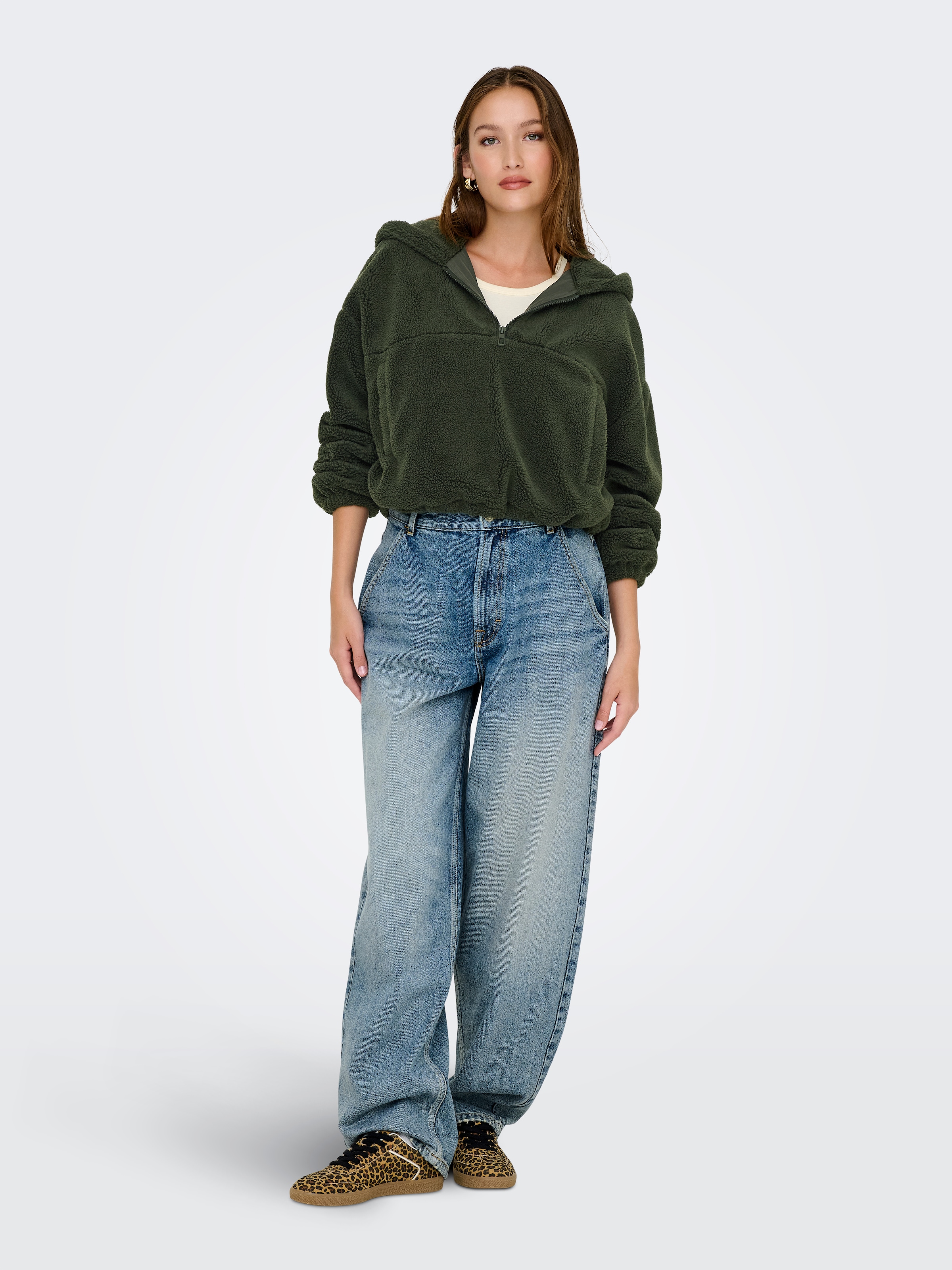 ONLY Fleecejacke »ONLSIENA TEDDY ANORAK LIFE CC OTW«, mit Kapuze