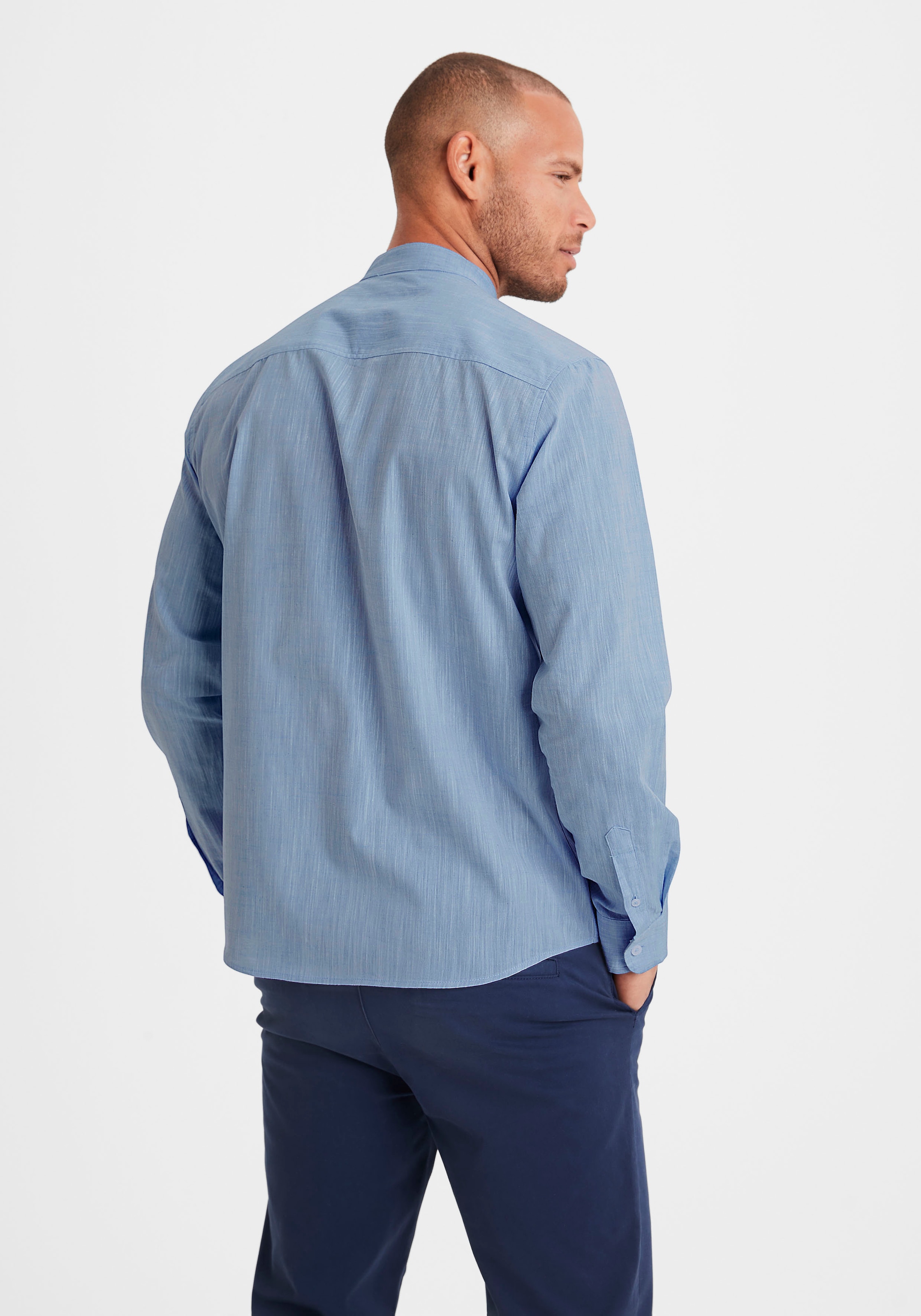 H.I.S Chemise à manches longues »- Freizeithemd mit Strukturoptik, bis Grösse 5XL« coupe régulière, chemise col montant avec poche poitrine, coton pur