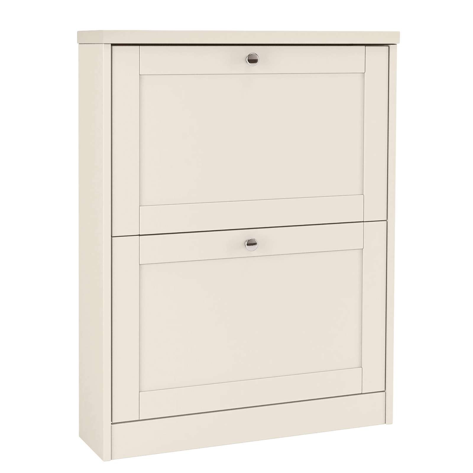 Image of GOODproduct Schuhschrank "Heide Schuhkommode mit 2 Klappen für 6-8 paar Schuhe" aus massiver Kiefer mit 2 Klappen und Facettenfront, Metallgriffe