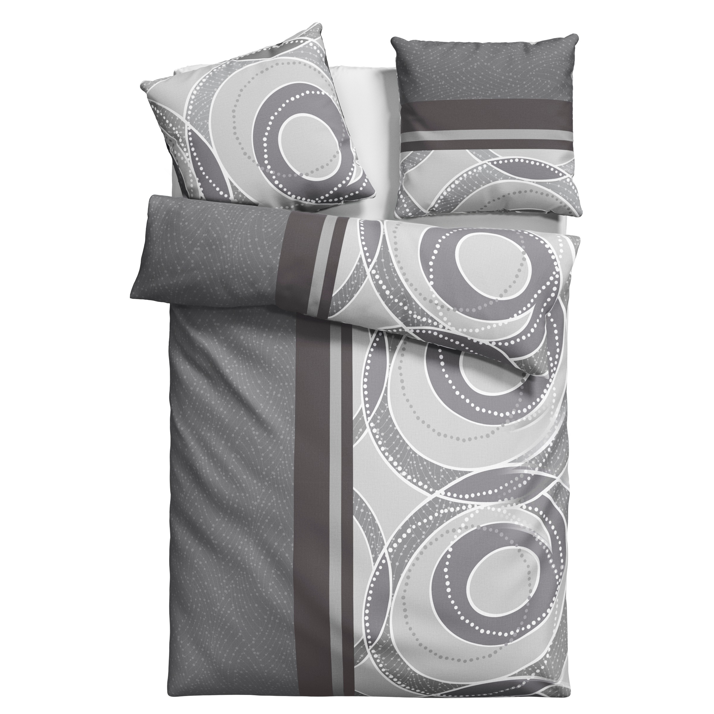 Image of my home Bettwäsche »Lorbeer«, (2 tlg.), in Linon (100% Baumwolle) und PolyCotton Qualität, Grösse 135x200 cm und 155x220 cm, romantische Bettwäsche, mit Kreisen und Streifen, Kinder-,Jugend-und Erwachsenenbettwäsche, Kissen- und Bettbezug mit Knöpfen bei 