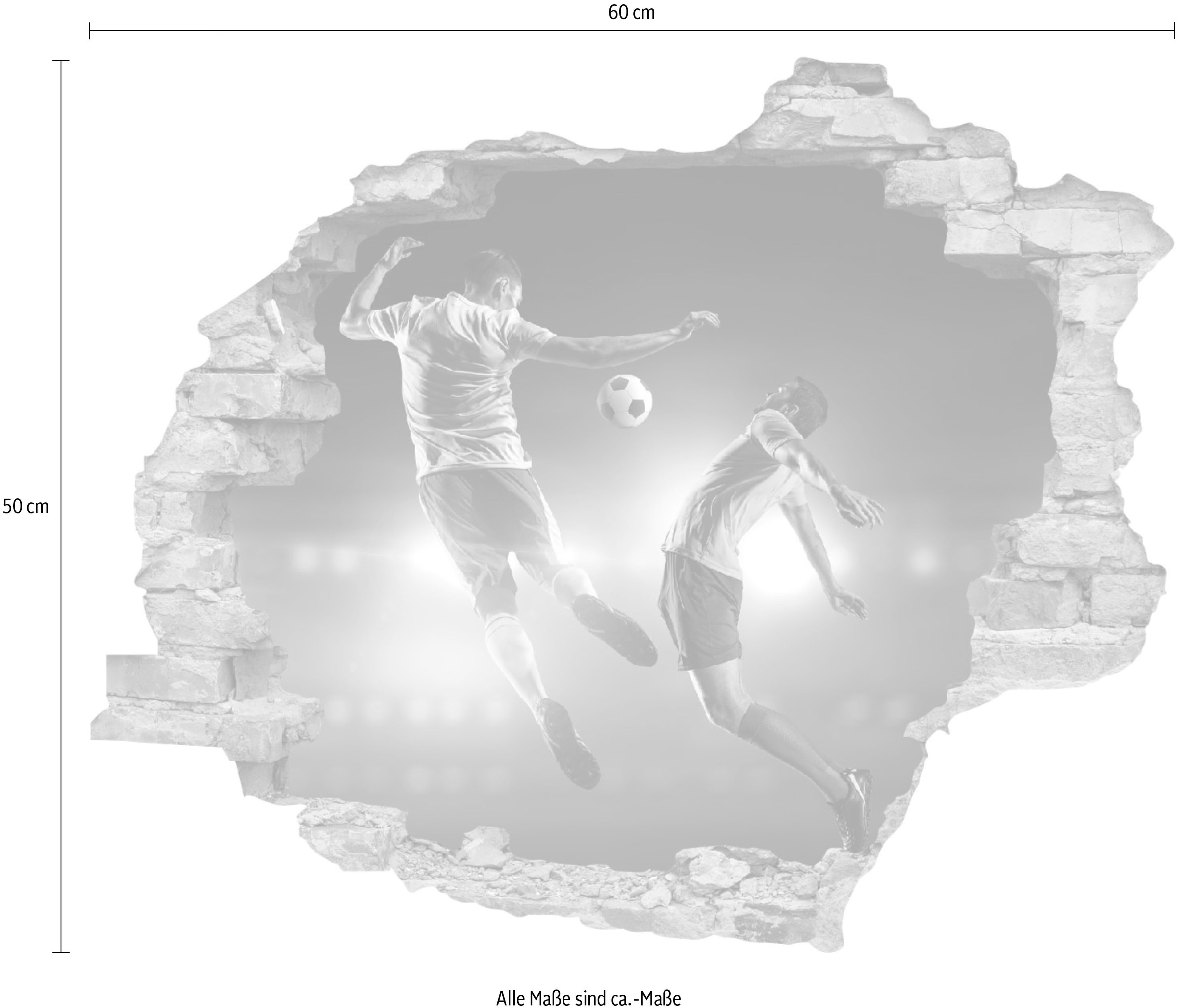 queence Wandtattoo »Fussball«, (1 St.), Wandsticker, Wandbild, selbstklebend, 3D, Wanddurchbruch