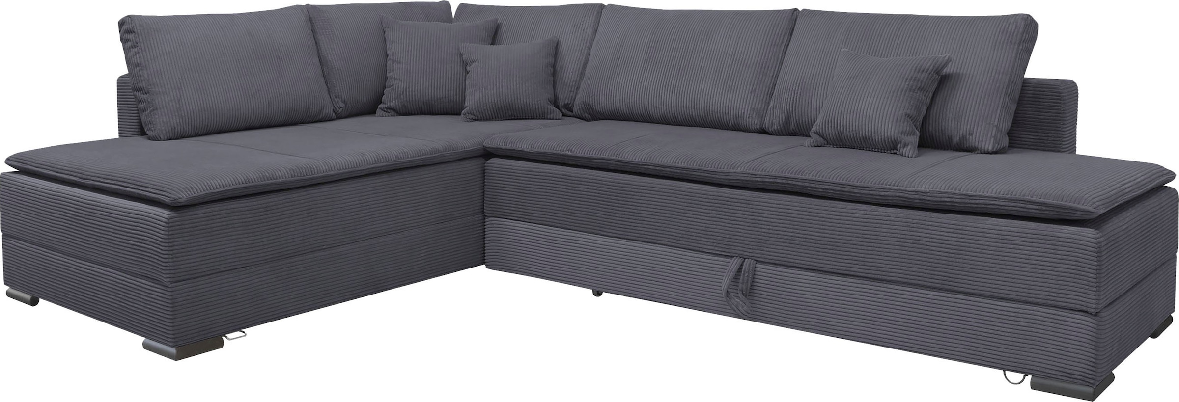 Home affaire Ecksofa »Night & Day L-Form, B: 321 cm, mit Dauer-Schlaffunktion 180x200 cm« Bettfunktion, Bettkasten, Topper & 3 Zierkissen, Boxspringbett in Cord