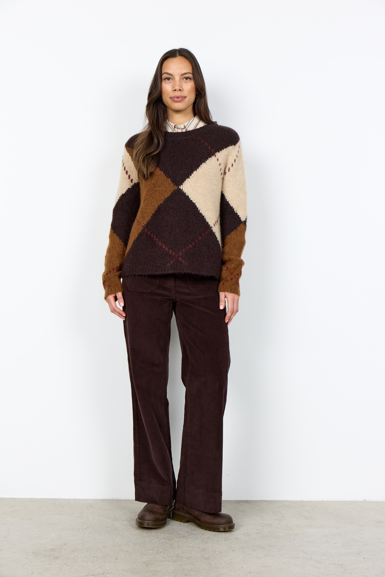 soyaconcept Pull en tricot »SC-HACER 2 - YD« Materialmix, mit Argyl Strickmuster