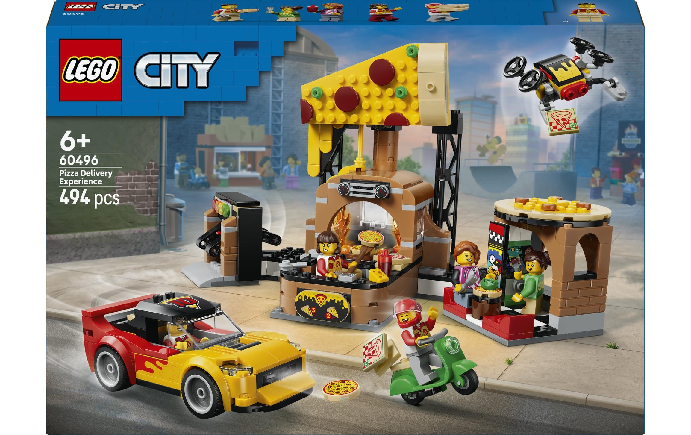 LEGO® Konstruktionsspielsteine »Pizza-Liefererlebnis mit Fahrzeugen (60496), LEGO City« Made in Europe