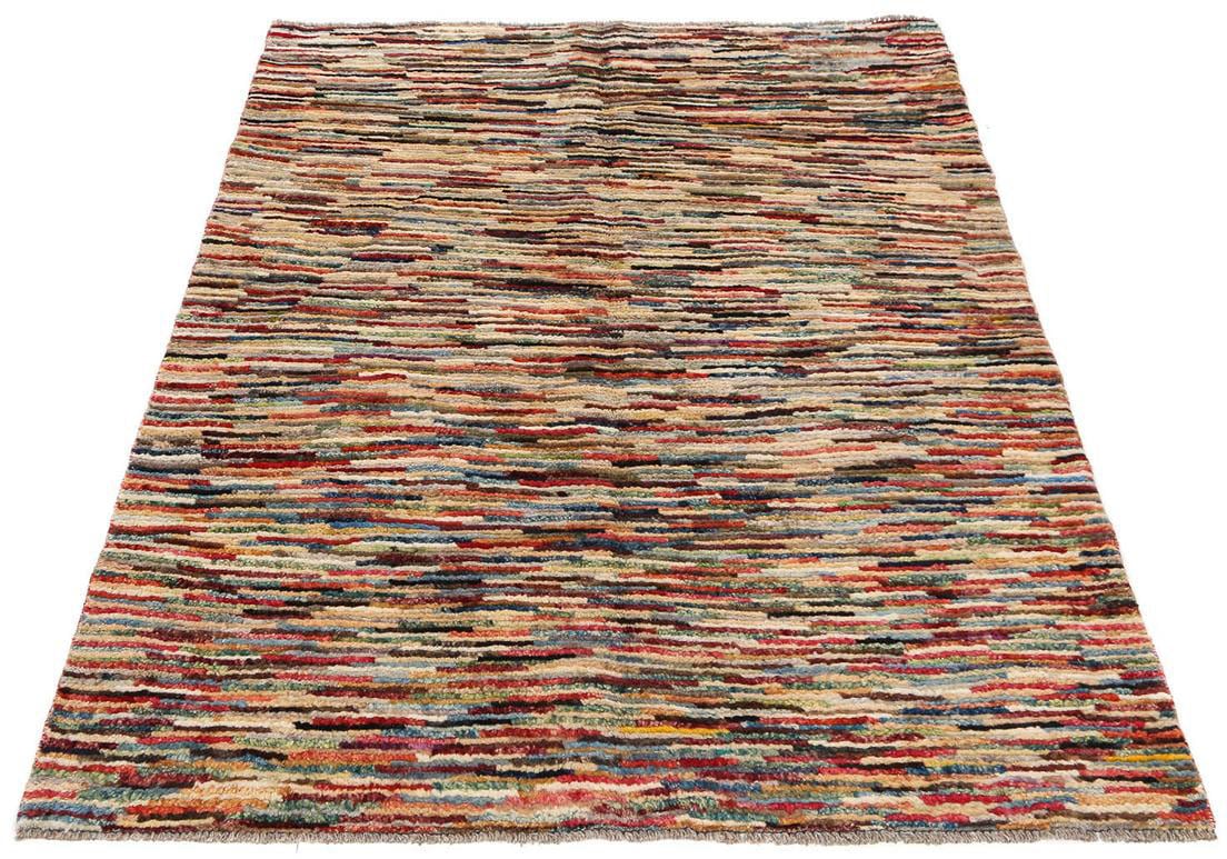 Wollteppich »Streifen Multicolore 155 x 128 cm«, rechteckig, 8 mm Höhe, Handgeknüpft