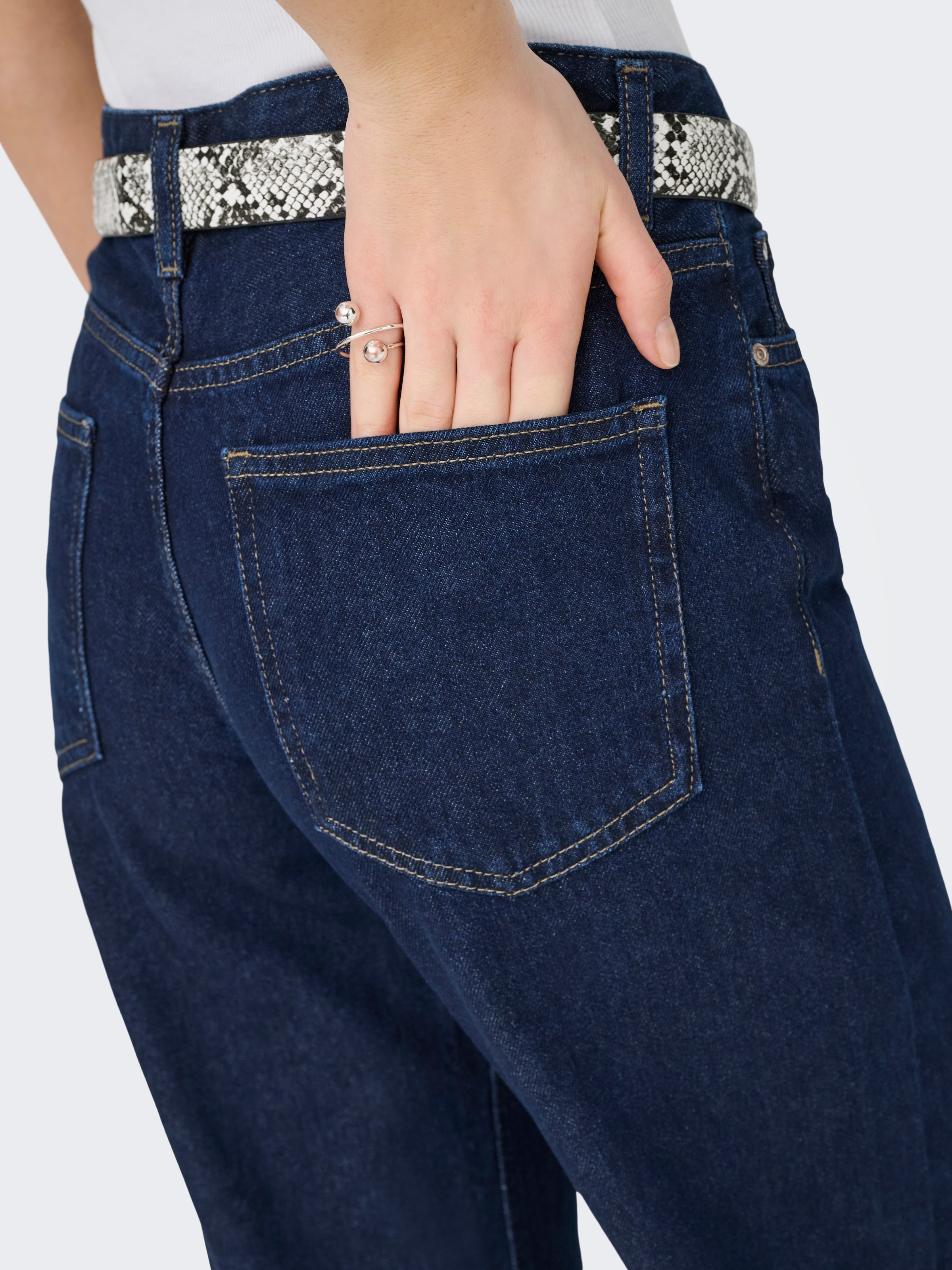 ONLY Jeans large »ONLELLA MW WIDE FOLDUP DNM TAI988« coton, taille régulière, coupe large