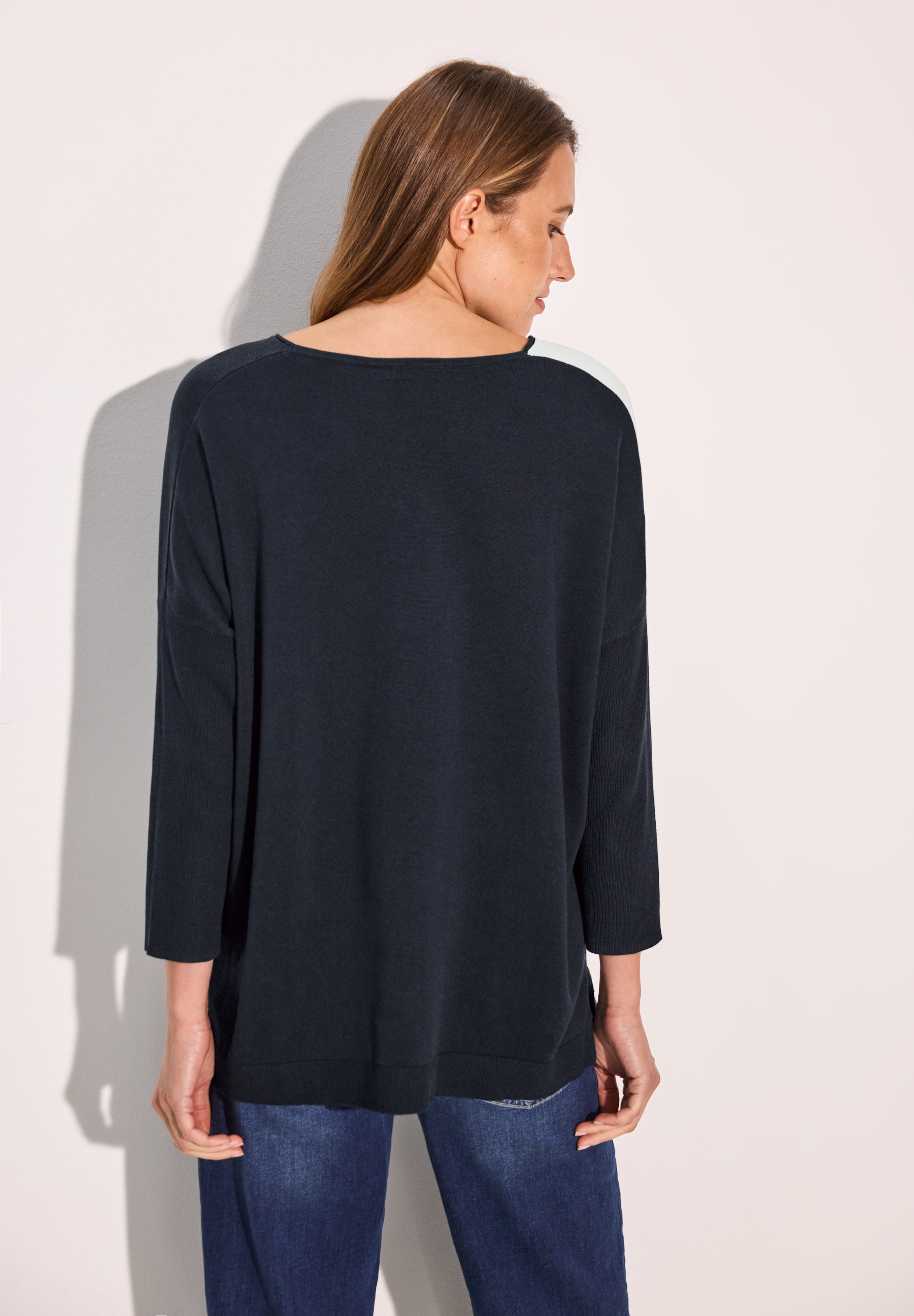 Cecil Strickpullover, mit gerippten 3/4 Ärmeln und grafischem Muster