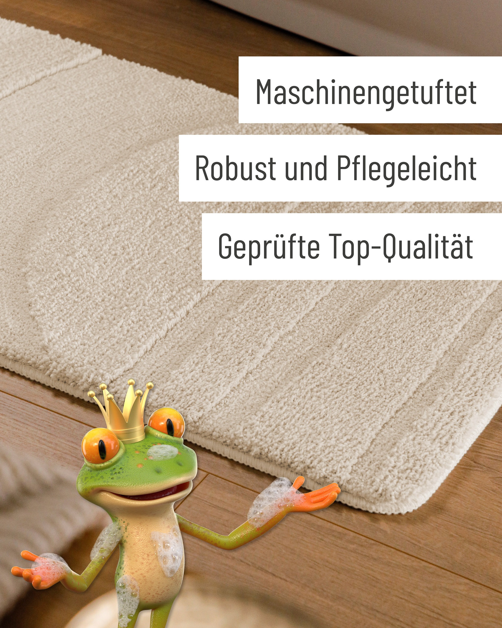 Wecon home Tapis de bain »Marc« Höhe 25 mm revêtement antidérapant Séchage rapide Tapis de bain, lignes en relief, doux, antidérapant, lavable, touffeté