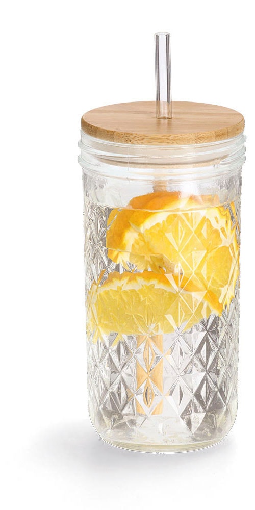 Zeller Present Gläser-Set inkl. Trinkhalm, 580 ml, 4-teilig