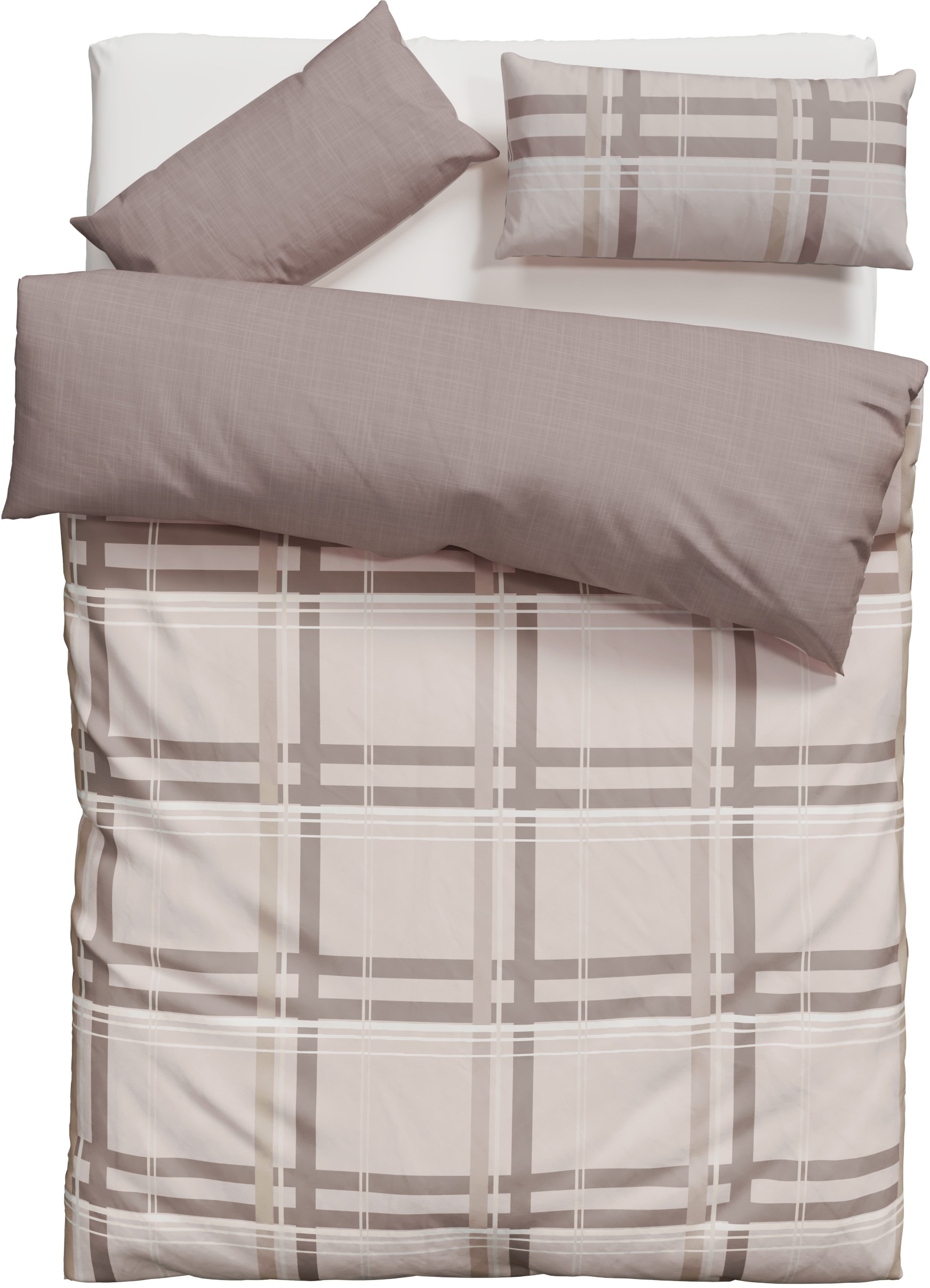 OTTO home Wendebettwäsche "Talin" 2 Stk. ab Gr. 135x200, 100% Baumwolle, Karo-Design, Marke H.I.S. by OTTO home