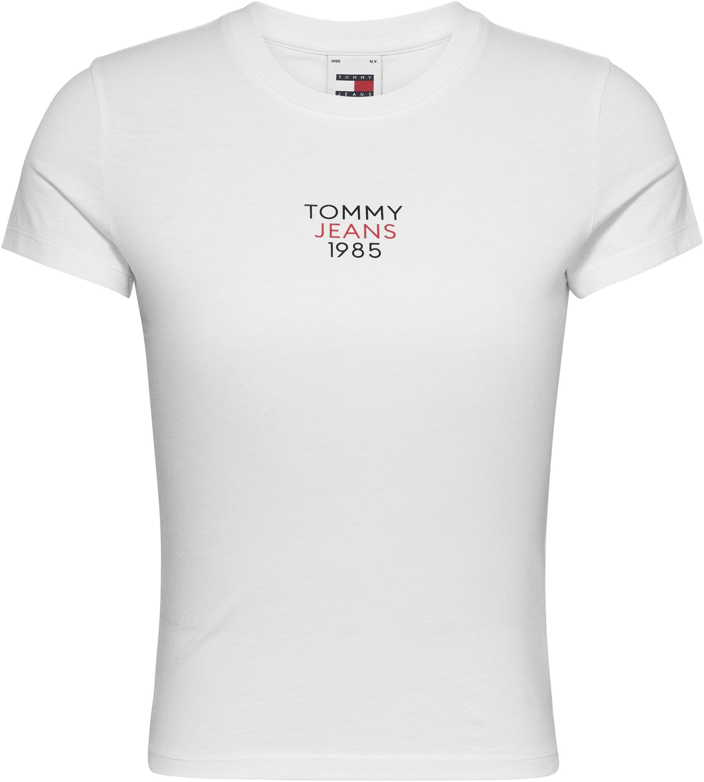 Tommy Jeans T-Shirt »Slim Essential Logo«, Kurzarm Rundhals Jersey T Shirt mit Logo Druck Print, Baumwoll Mix