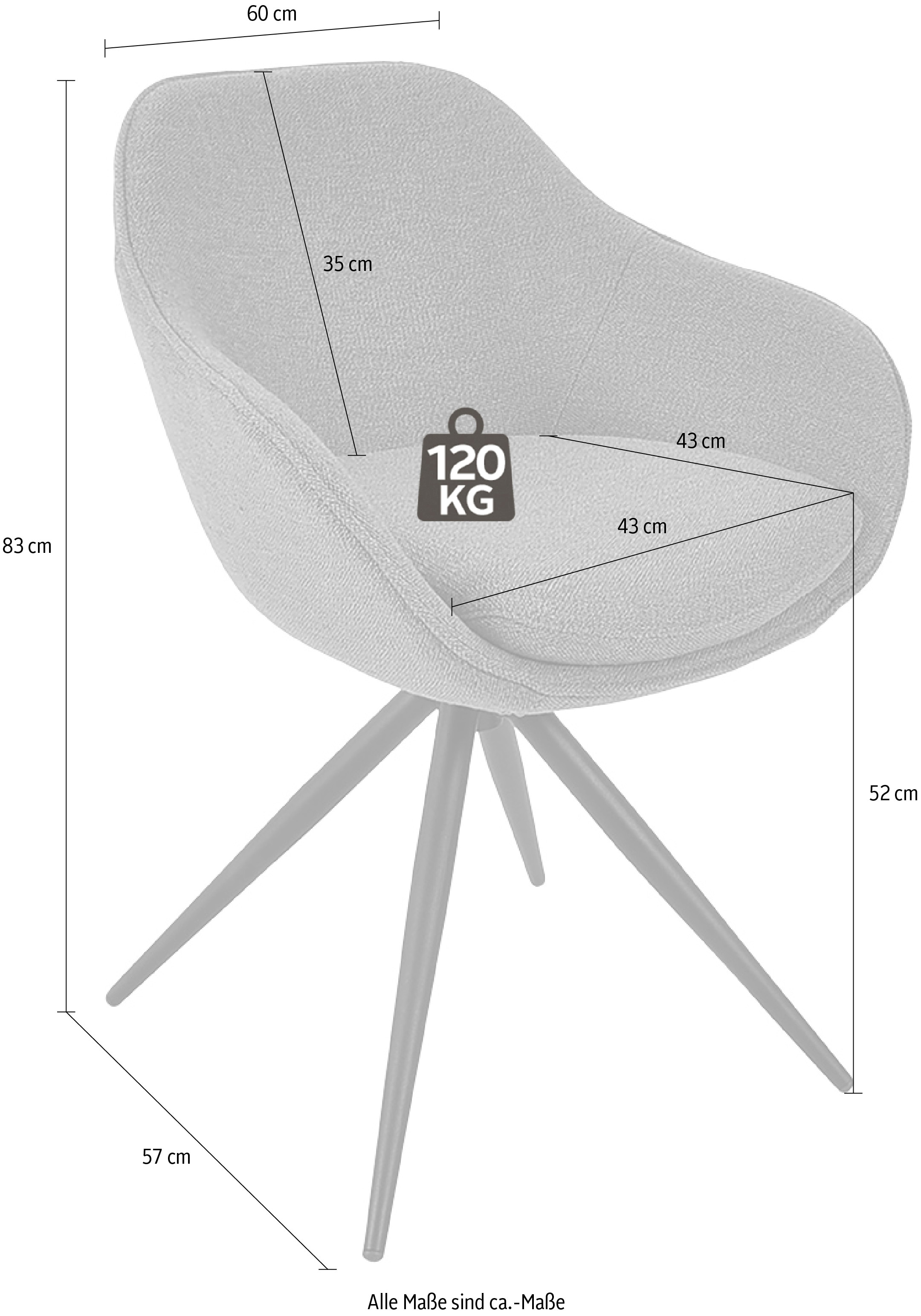 K+W Komfort & Wohnen Chaise pivotante »ZOOM« () fauteuil pivotant 4 pieds avec structure métal noir structuré