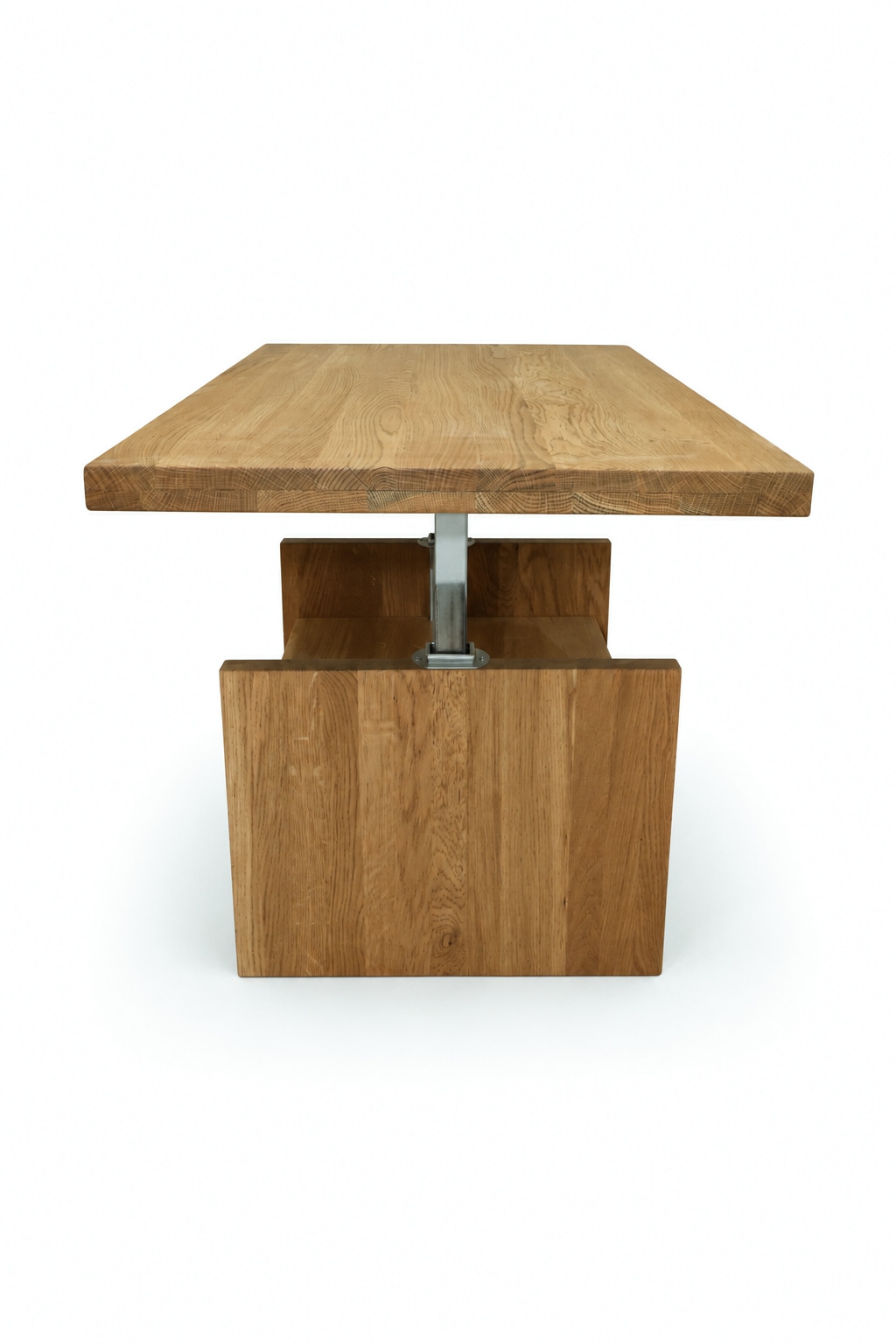 GOODproduct Couchtisch »Ravenna, Kaffeetisch« Wildeiche Natur/Smoke massiv, Liftfunktion, Schublade, Ablage