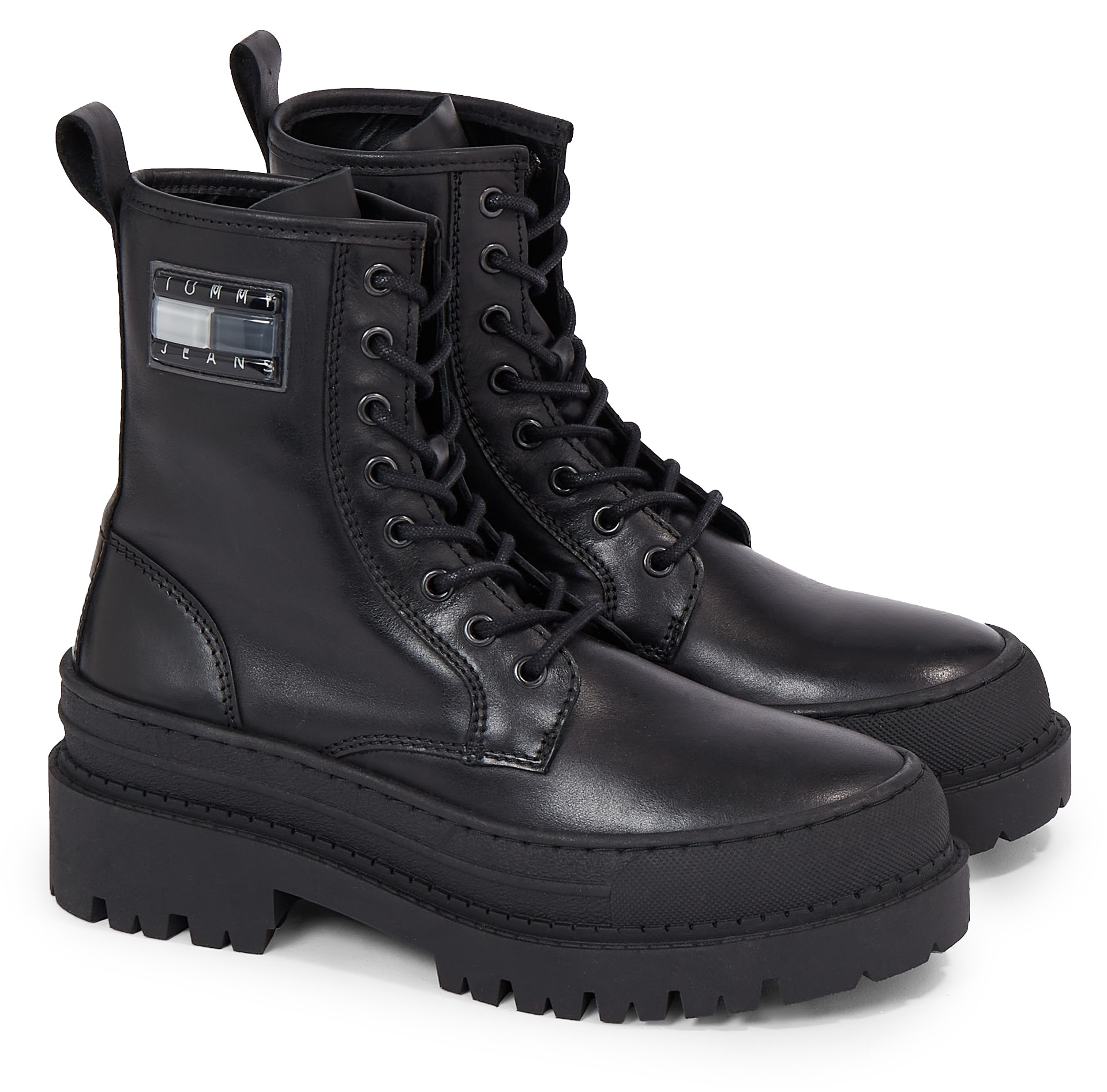 Tommy Jeans Schnürstiefelette »TJW FOXING LACE UP LEATHER BOOT«, mit derber Profilsohle