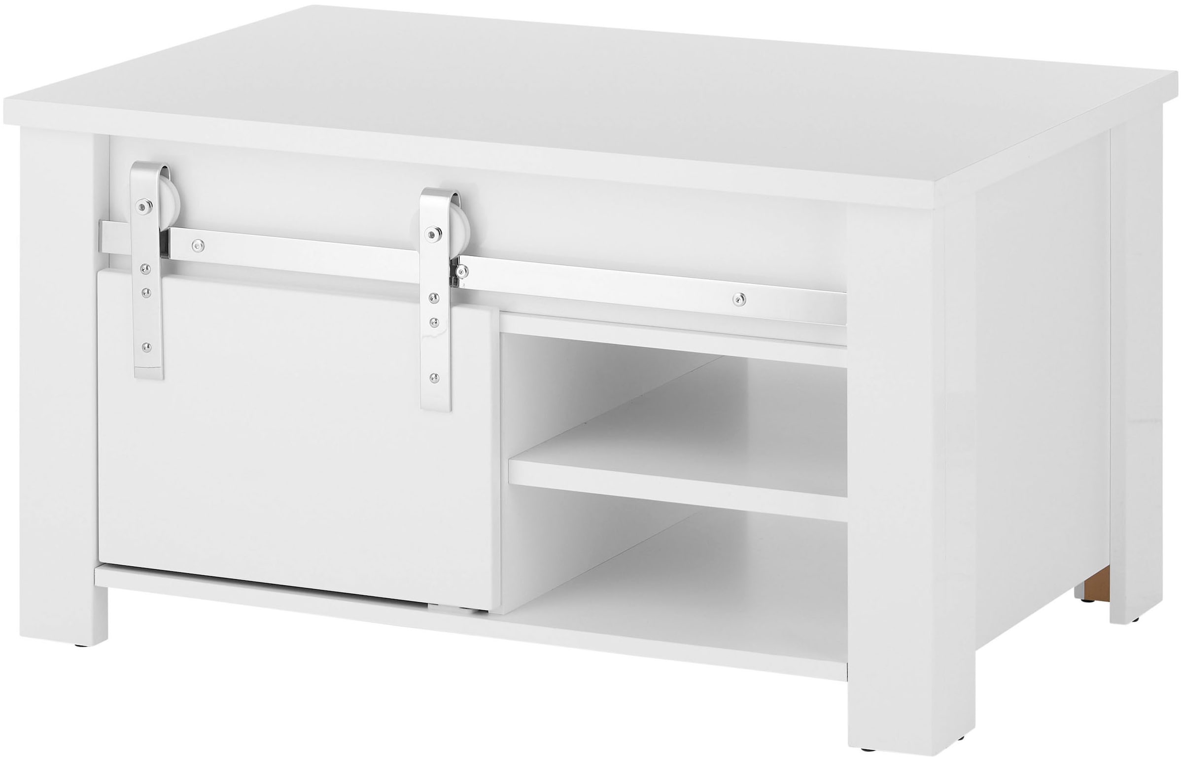 Image of Home affaire Couchtisch "Daytona, Beistelltisch, Wohnzimmertisch, Sofatisch, Tisch" mit Schiebetürenbeschlag in Chrom-Optik, mit Fächern und Ablageböden