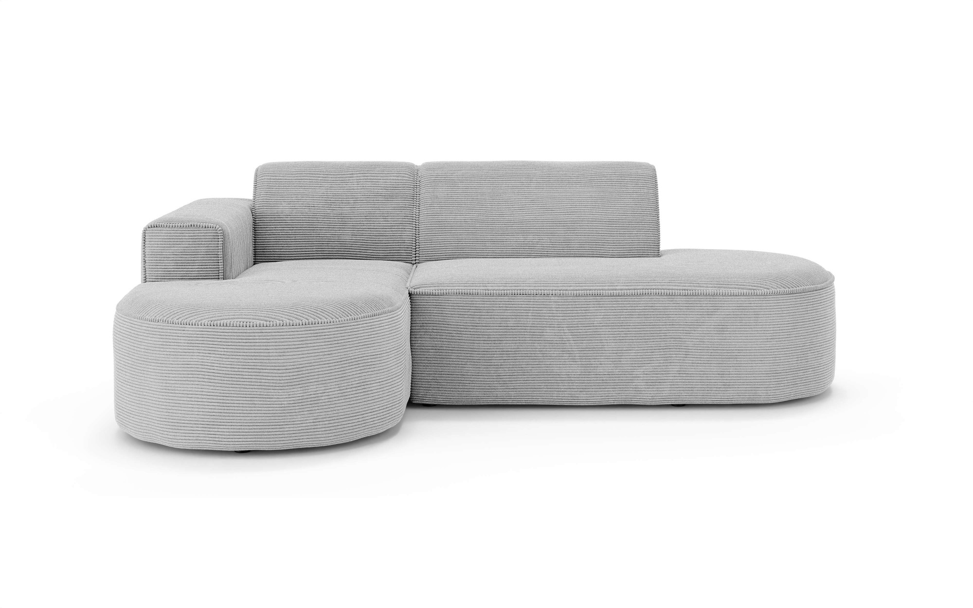 GOODproduct Ecksofa »ADELLA Design-Sofa mit Recamiere rechts/links, 248/159/76 cm« L-Form mit Wellenunterfederung, runde Form, auch in Cord