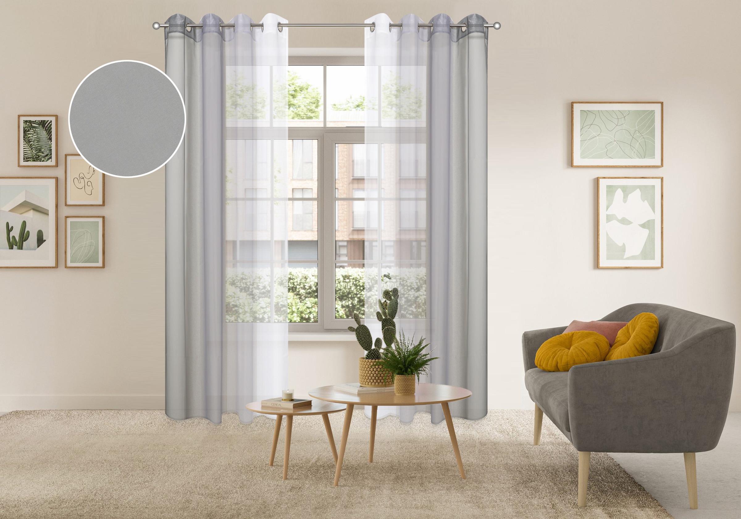 GOODproduct Rideau »Nivva« Œillet 2 cuis tlg. transparent, suspension à œillets, facile d'entretien, lot de 2