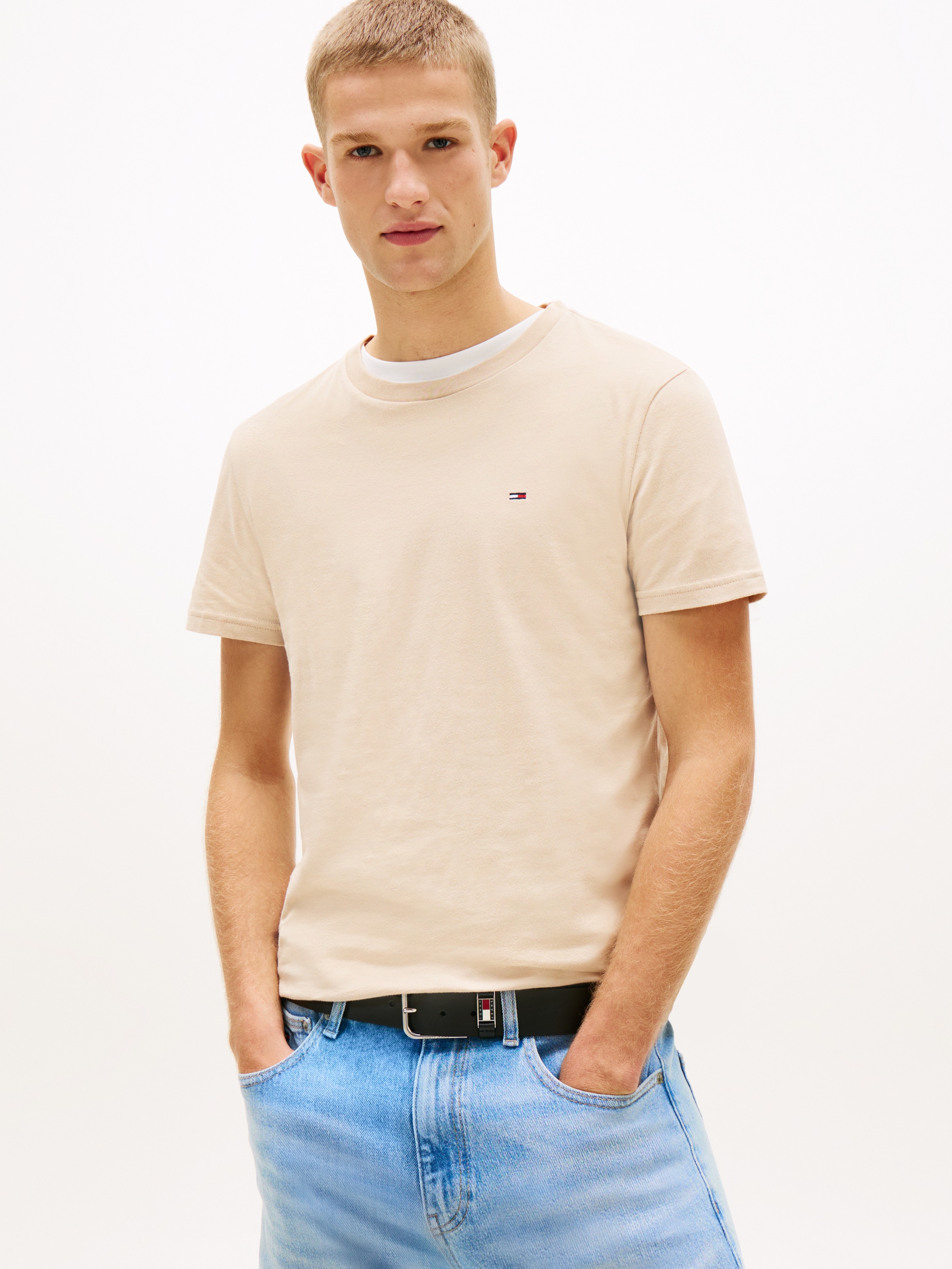 Tommy Jeans Shirt à col rond »TJM XSLIM 2PACK JERSEY TEE EXT« Paquet, pack de 2,  broderie logo, lot de 2
