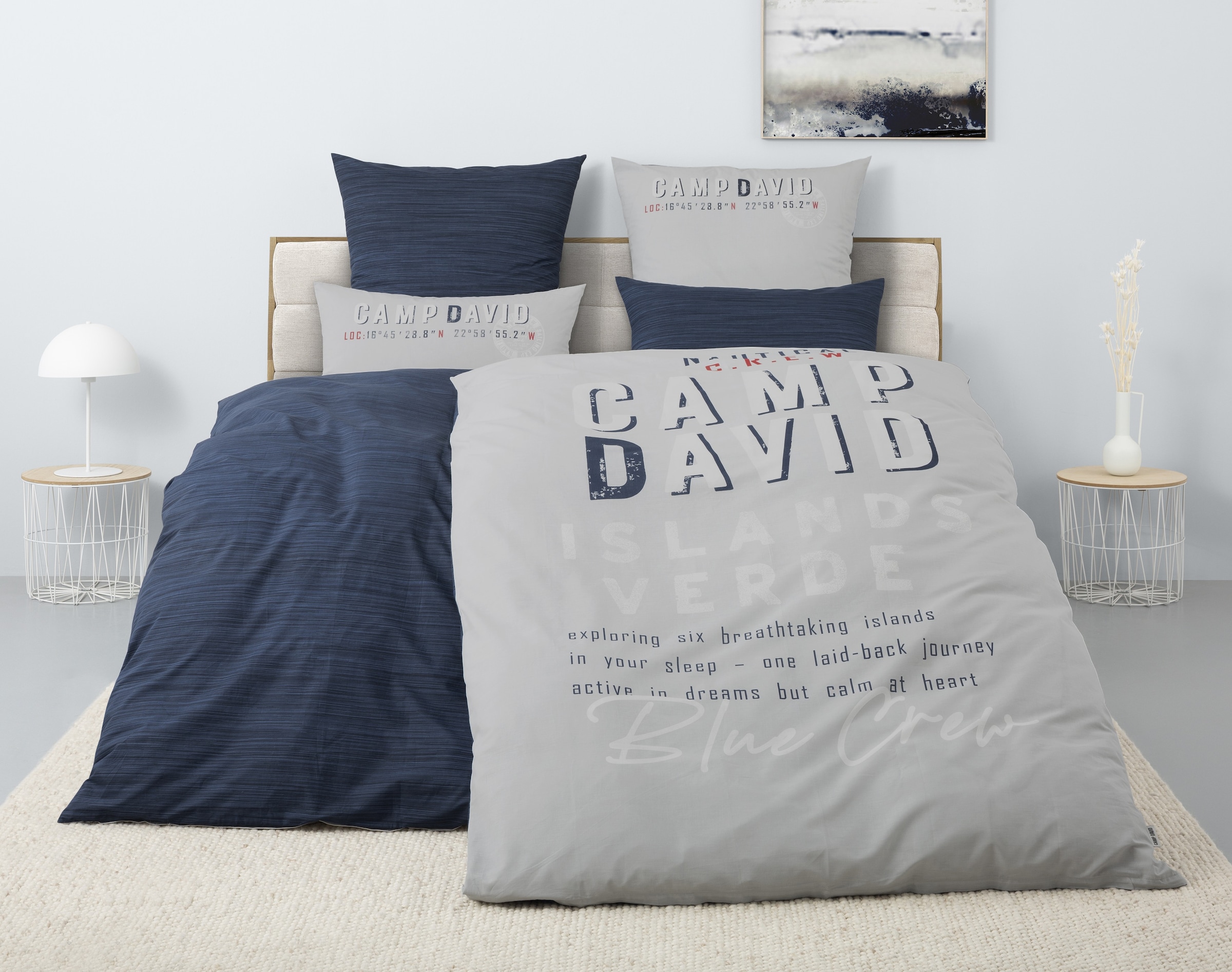 CAMP DAVID Linge de lit réversible »Jerre« 2 pièces NOUVEAUTÉ ! Linge de lit dès 135x200cm, avec inscription