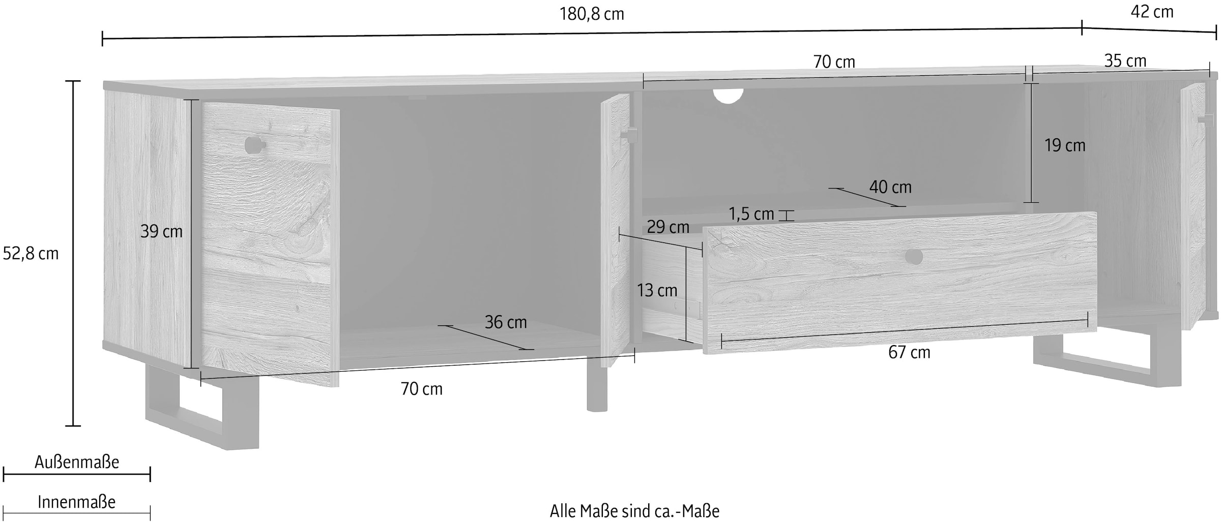 FORTE Lowboard »TV-Board, TV-Schrank« Breite ca. 180 cm