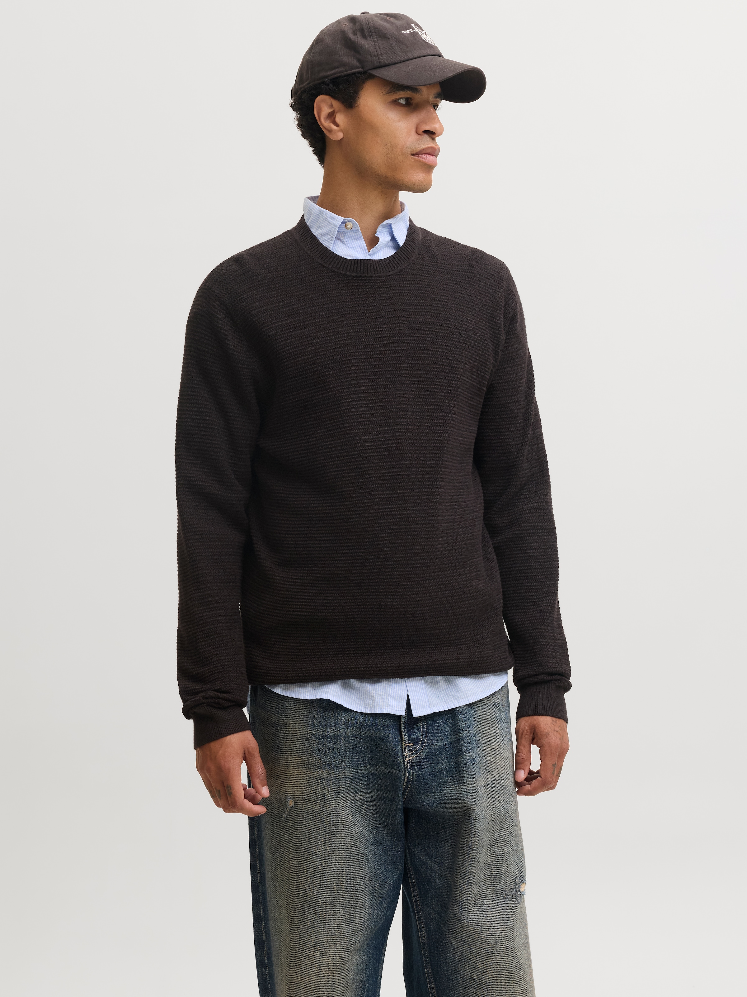 Jack & Jones Rundhalspullover »JPRBLURILEY KNIT CREW NECK LS SN« Baumwolle, regular fit