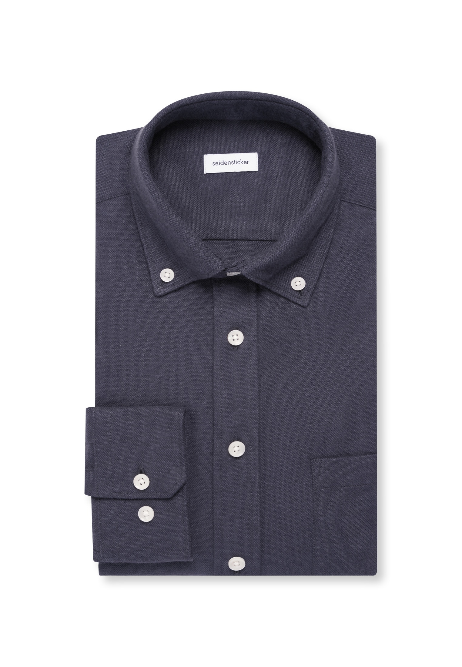 seidensticker Flanellhemd Slim 1/1 Button-Down-Kragen Uni