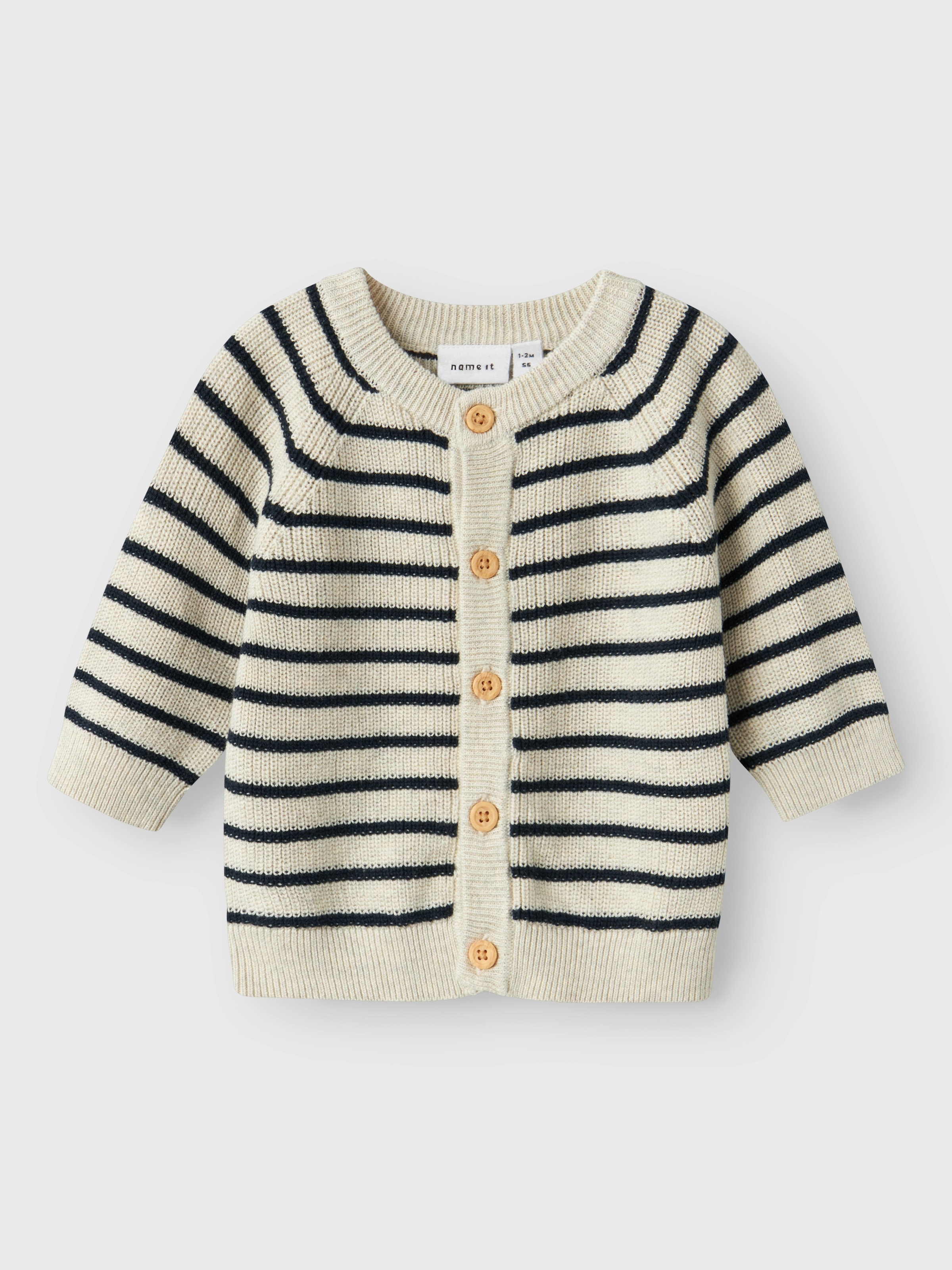 Image of Name It Strickjacke "NBMMAST für Jungen mit gestreiftem Look und weichem Tragegefühl" gestreift, regular fit, Baumwolle, Rundhals