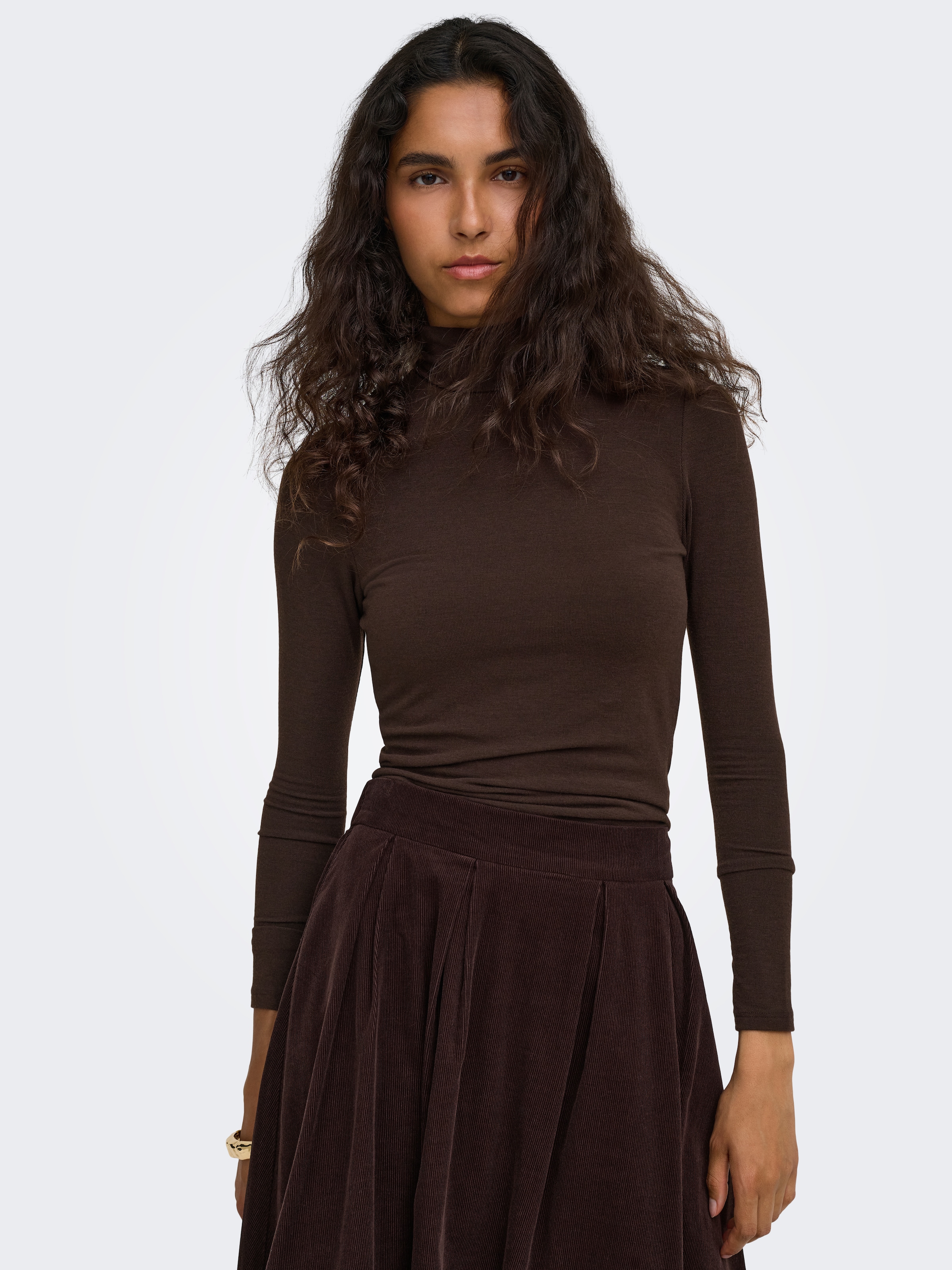 Image of ONLY Rollkragenshirt "ONLGLAMOUR L/S ROLL-NECK TOP JRS NOOS" Materialmix, slim fit