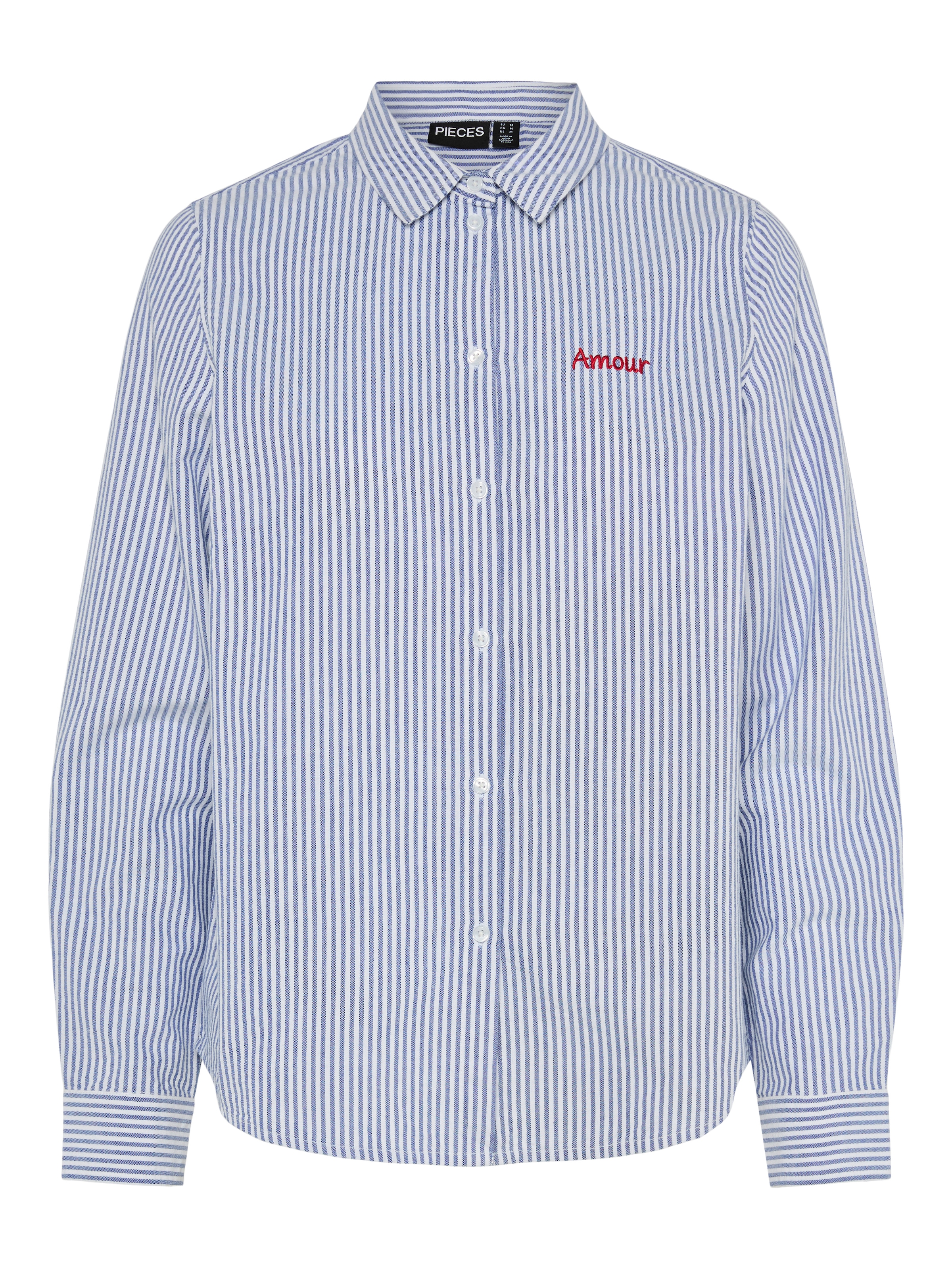 pieces Blouse à manches longues »PCIRENE LS SHIRT WVN NOOS« coton, coupe régulière