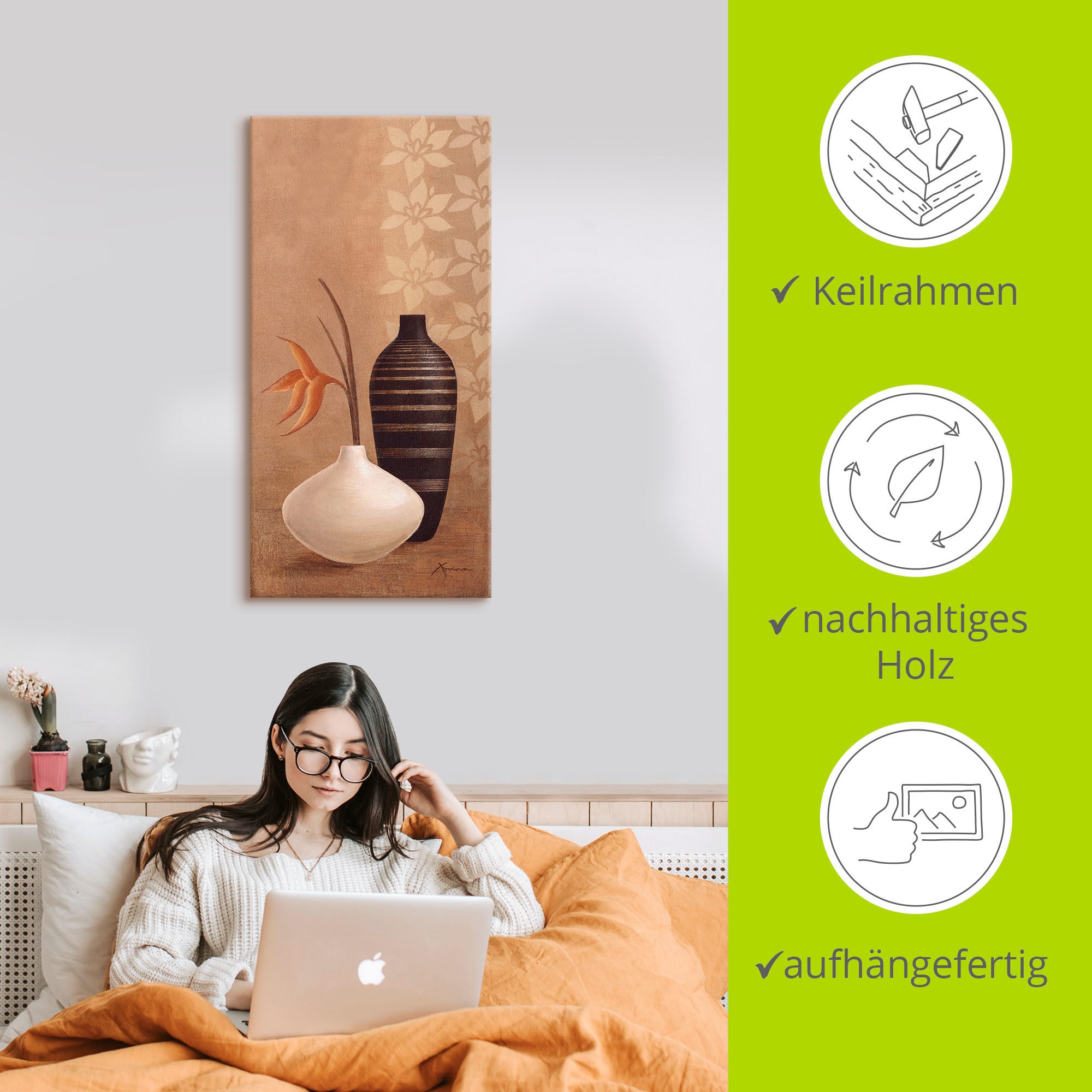 Artland Wandbild »Bauschige Vasen«, Vasen & Töpfe, (1 St.), als Leinwandbild, Poster, Wandaufkleber in verschied. Grössen