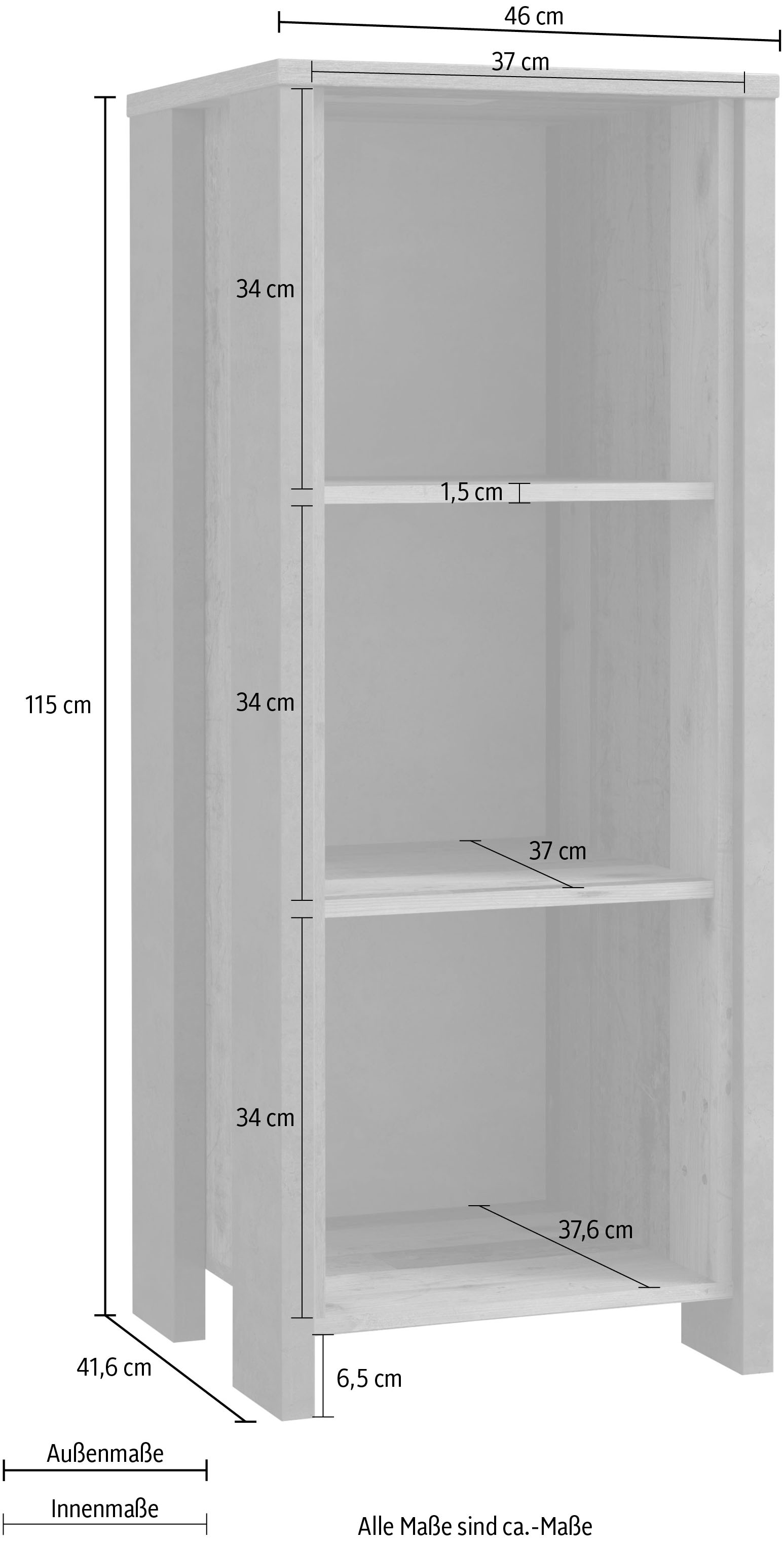 FORTE Aktenregal »Clif« Bücherregal im Industriestil, Höhe 115 cm