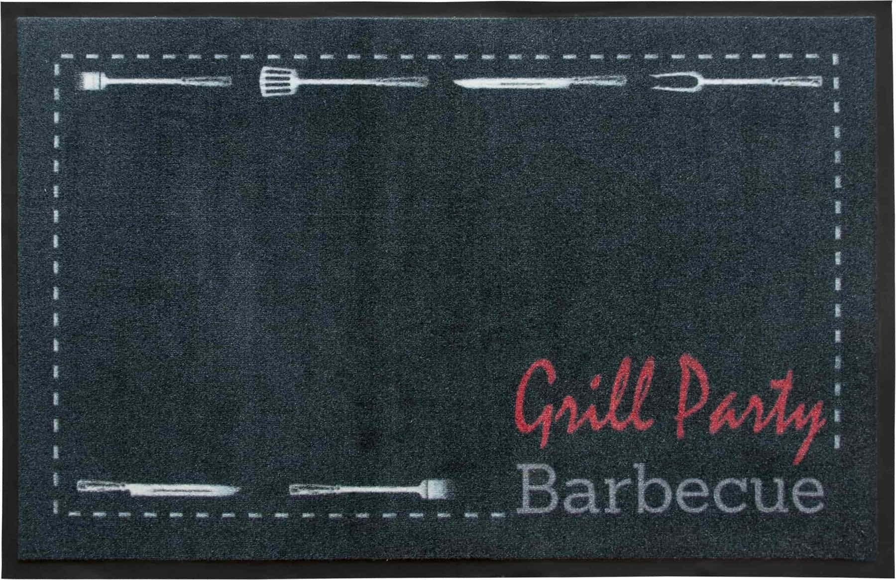 Image of Primaflor-Ideen in Textil Fussmatte »BBQ Party«, rechteckig, 5 mm Höhe, Schmutzfangmatte, Grillmatte bzw. Grillunterlage ideal als Bodenschutz, mit Spruch, In- und Outdoor geeignet, waschbar bei Ackermann Versand Schweiz