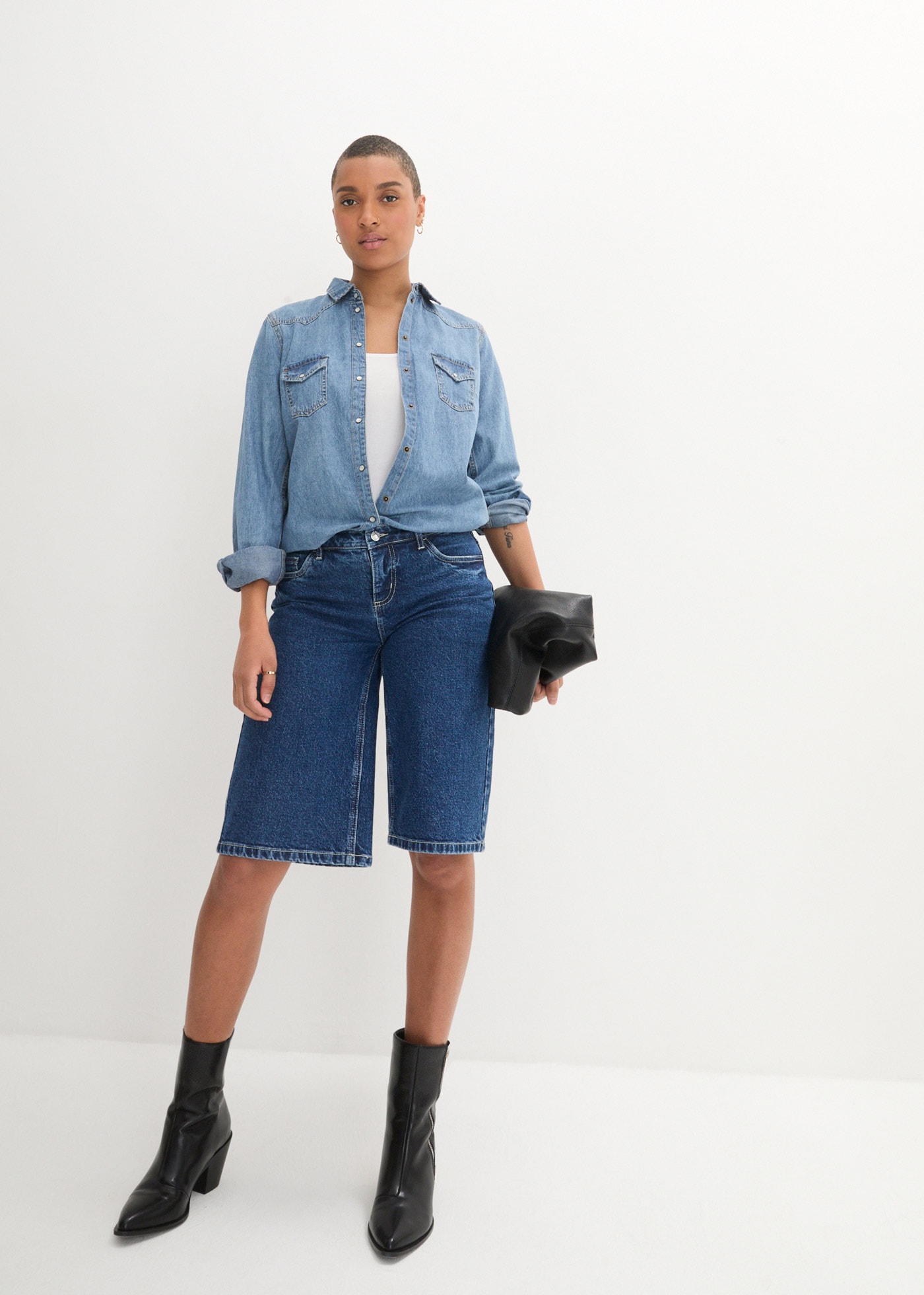 bonprix Haut de chemise Packung, 2 Slim fit, ohne Ärmel, langer Schnitt, aus Baumwolle mit Elasthan