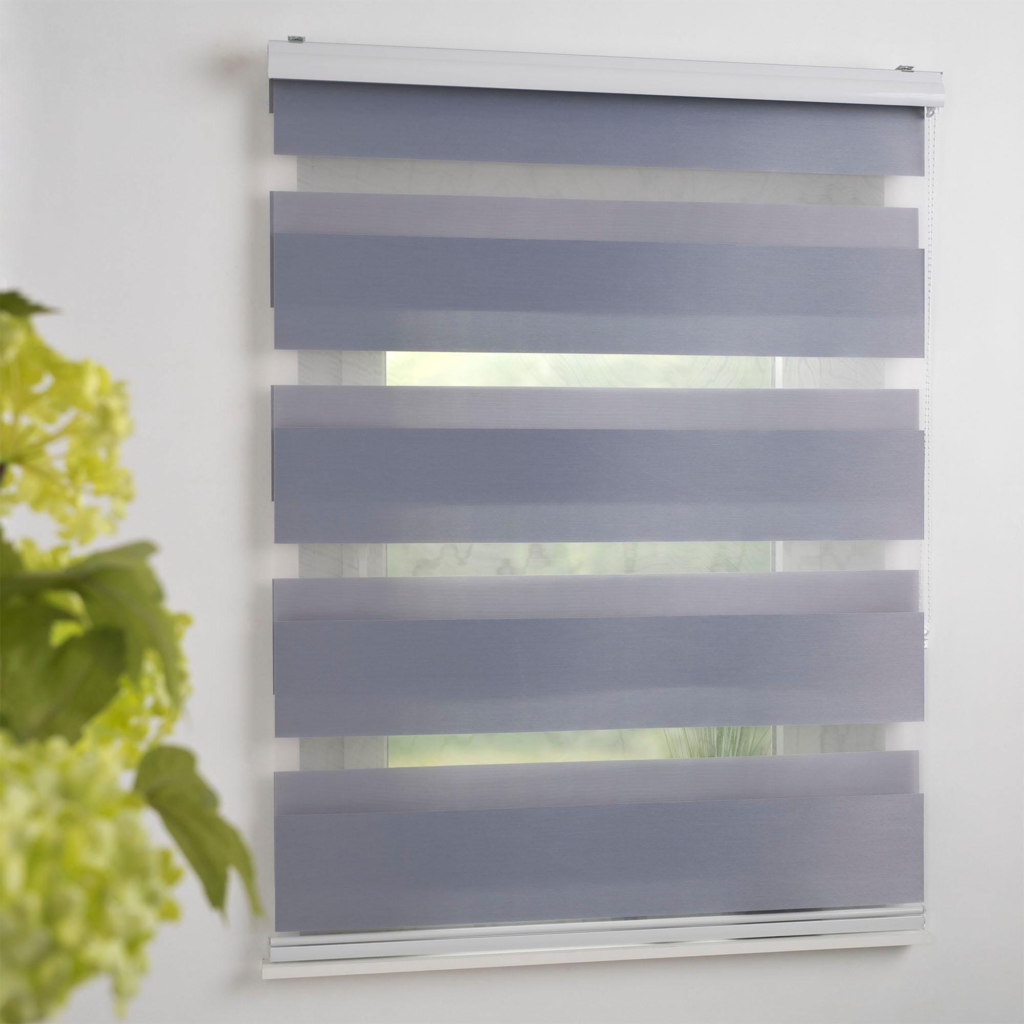 Liedeco Doppelrollo »DUO-Rollo mit 20 cm Streifen«, Lichtschutz, mit Bohren, im Fixmass
