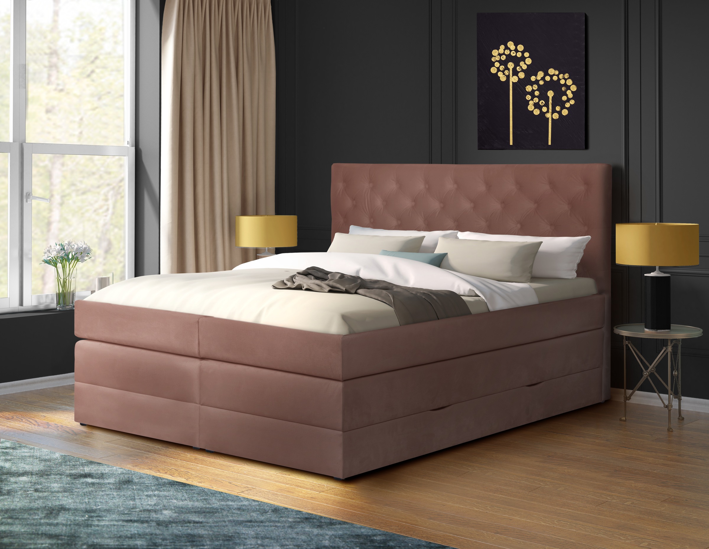 Leonique Boxspringbett »Jahvis«, incl. Topper und Bettkasten, in 4 Breiten, 3 Härtegraden
