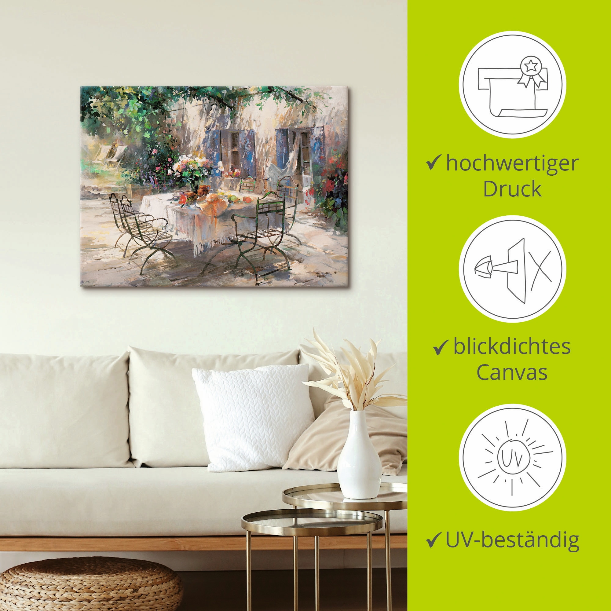 Artland Leinwandbild »Schatten Garten« Garten 1 Stk. tlg. auf Holzrahmen gespannt