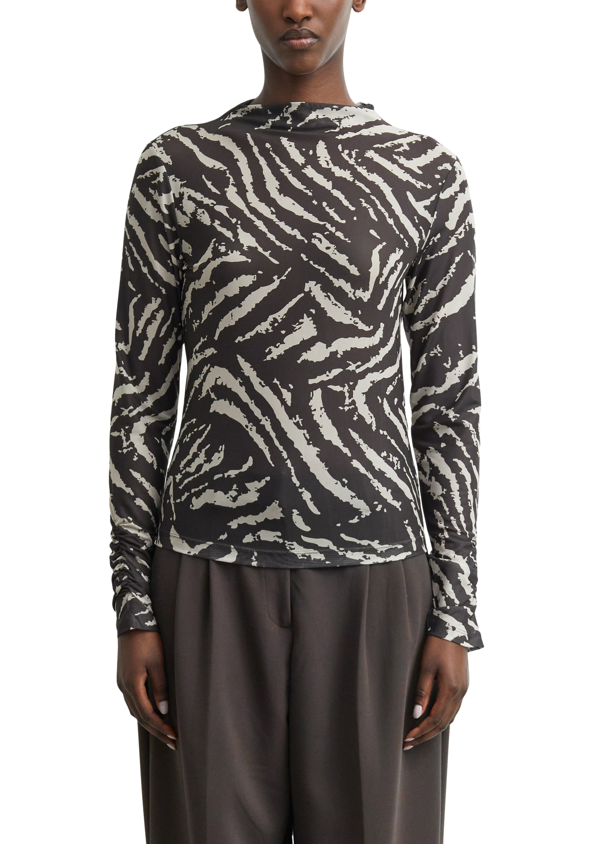 Image of Comma Langarmshirt aus Mesh und mit grafischem Muster